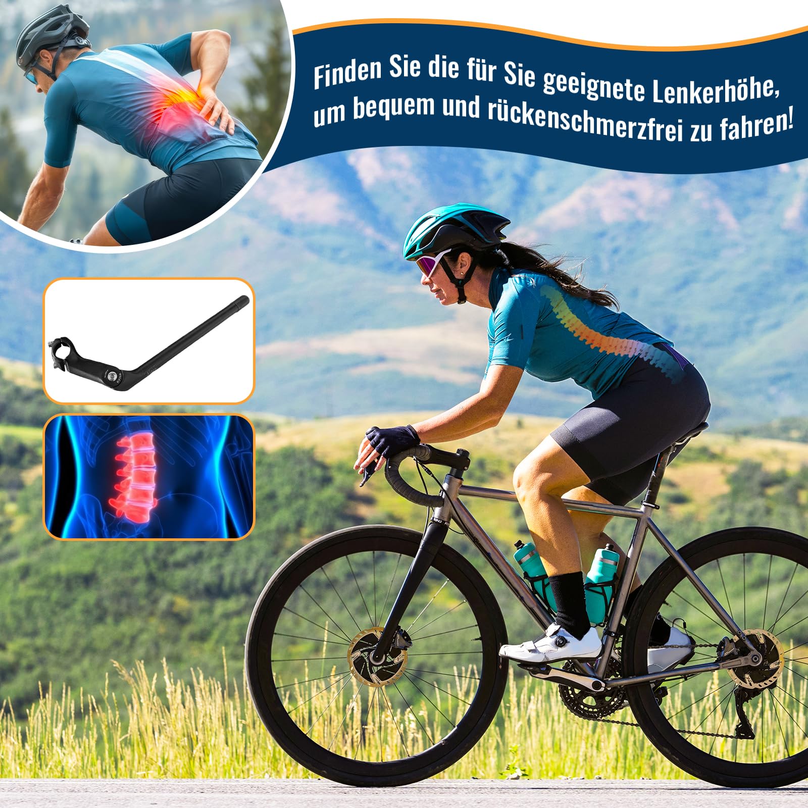 F Fityle Tige de Tube d'extension de Tige de vélo réglable pour vélo de Route Bikes , 22,2 MM