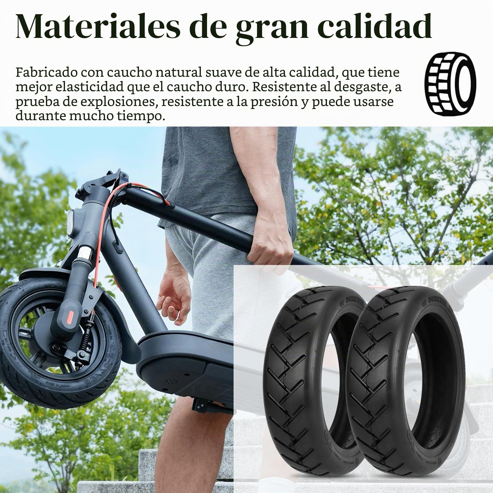 2 Piezas de 250 x 54 Neumáticos Sin Cámara de 10 Pulgadas para Xiaomi 4Pro/4Lite Scooter Eléctrico, Accesorios de Neumáticos Carretera Engrosados ​​a Prueba de Explosiones, Ruedas de Repuesto Scooter