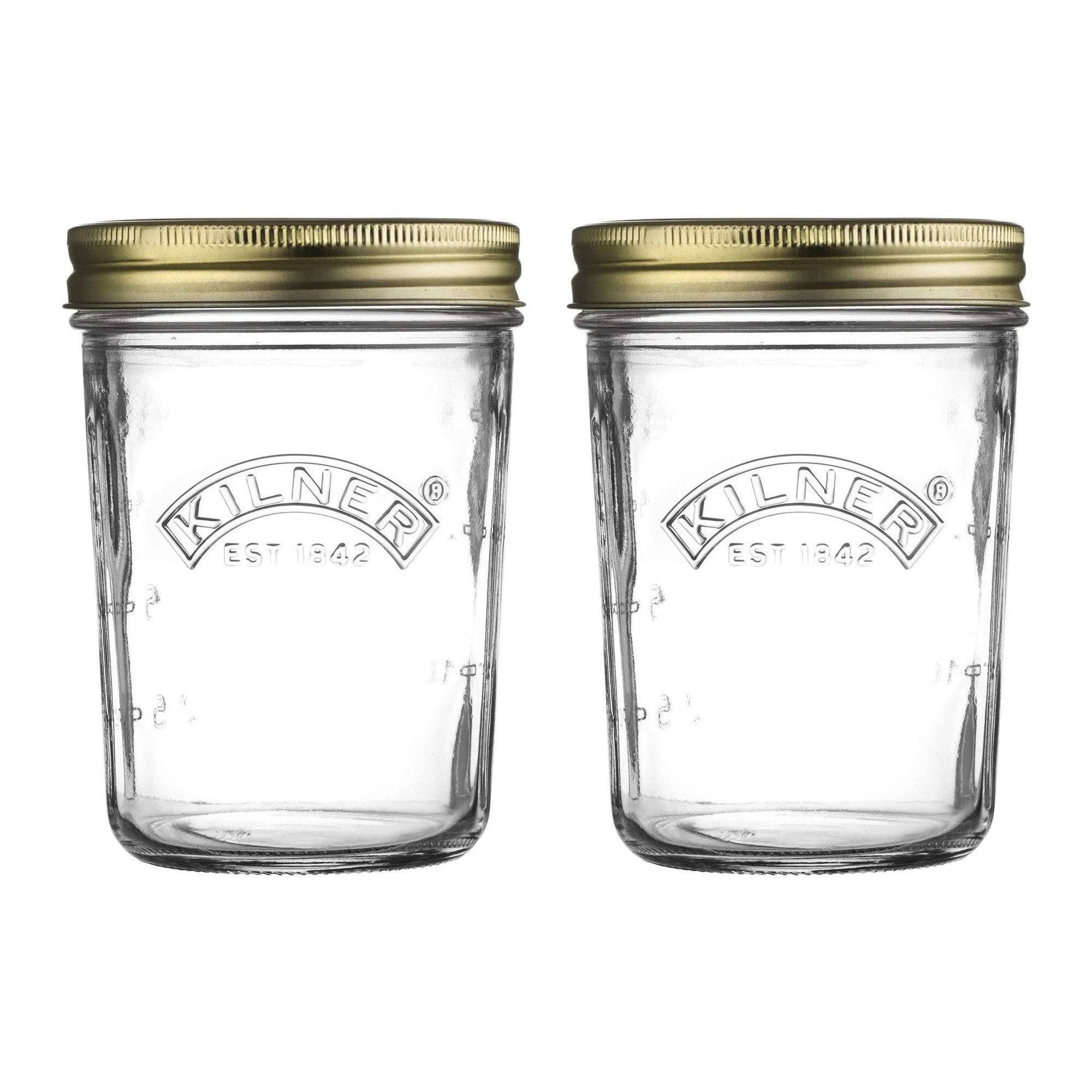 Kilner Wide Mouth Screw Top Lid Preserving Glass Jar 0.35 Litre Transparent (Pack of 2)