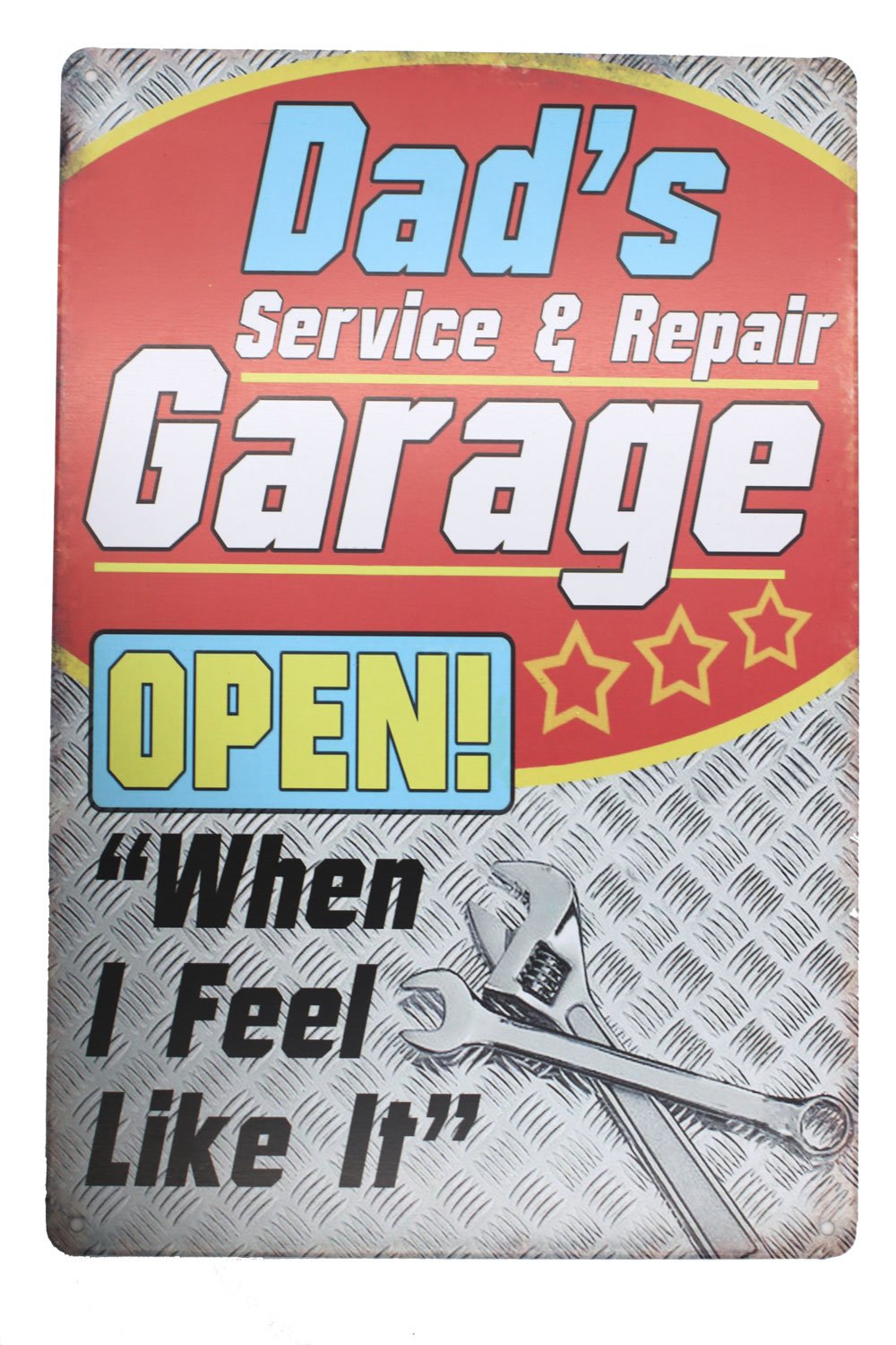 Hioni Dad's Service & Repair Garage Open, Metal Tin Sign, Vintage Plaque Wall Decor