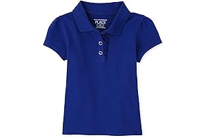 Royal Blue Toddler Girls Short Sleeve Ruffle Pique Polo