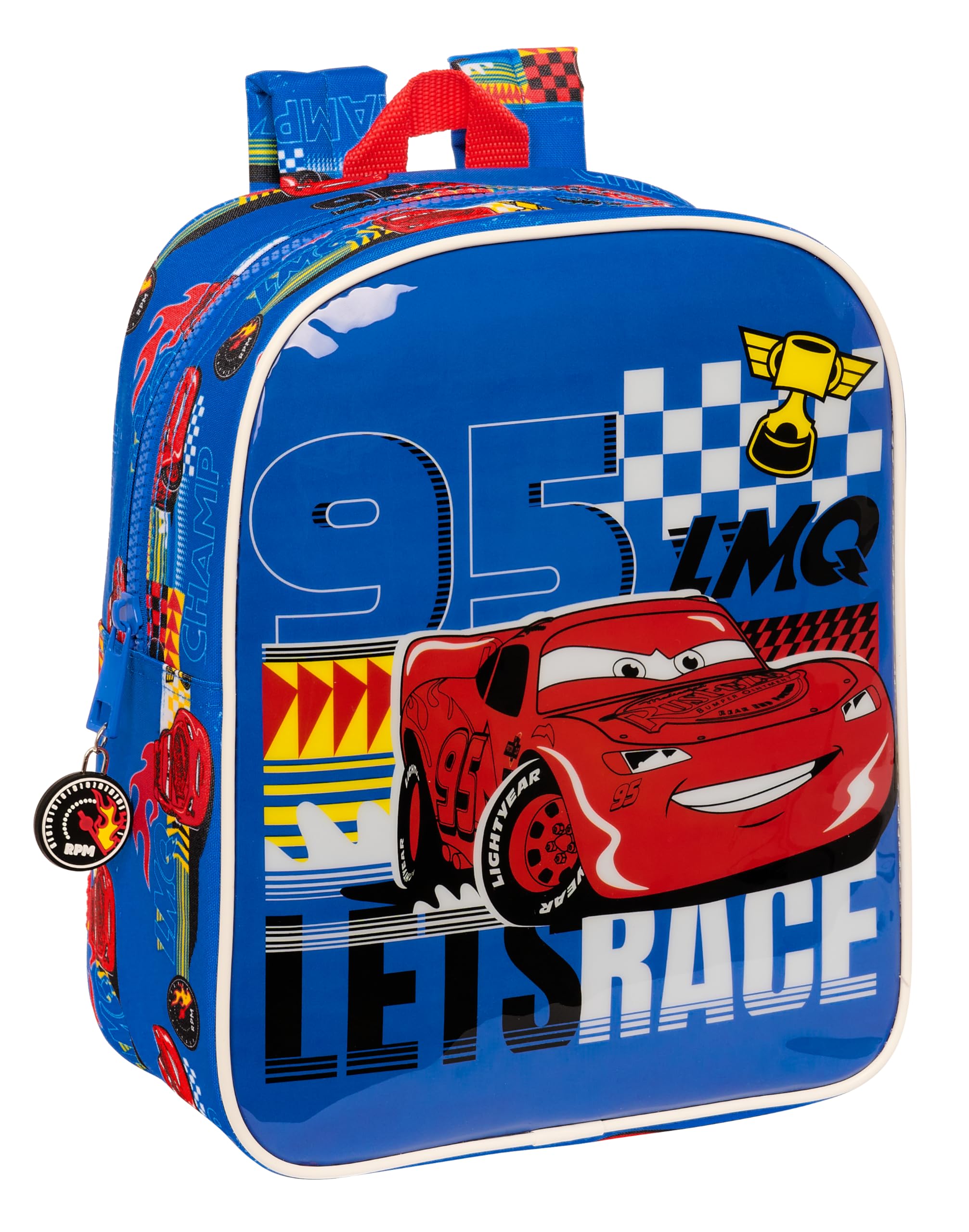 Safta CARS RACE READY - Mochila Infantil, Mochila Niño, Mochila Escolar, Adaptable a Carro, Ideal para Guardería, Cómoda y Versátil, Calidad y Resistencia, 22x10x27 cm, Color Azul Eléctrico