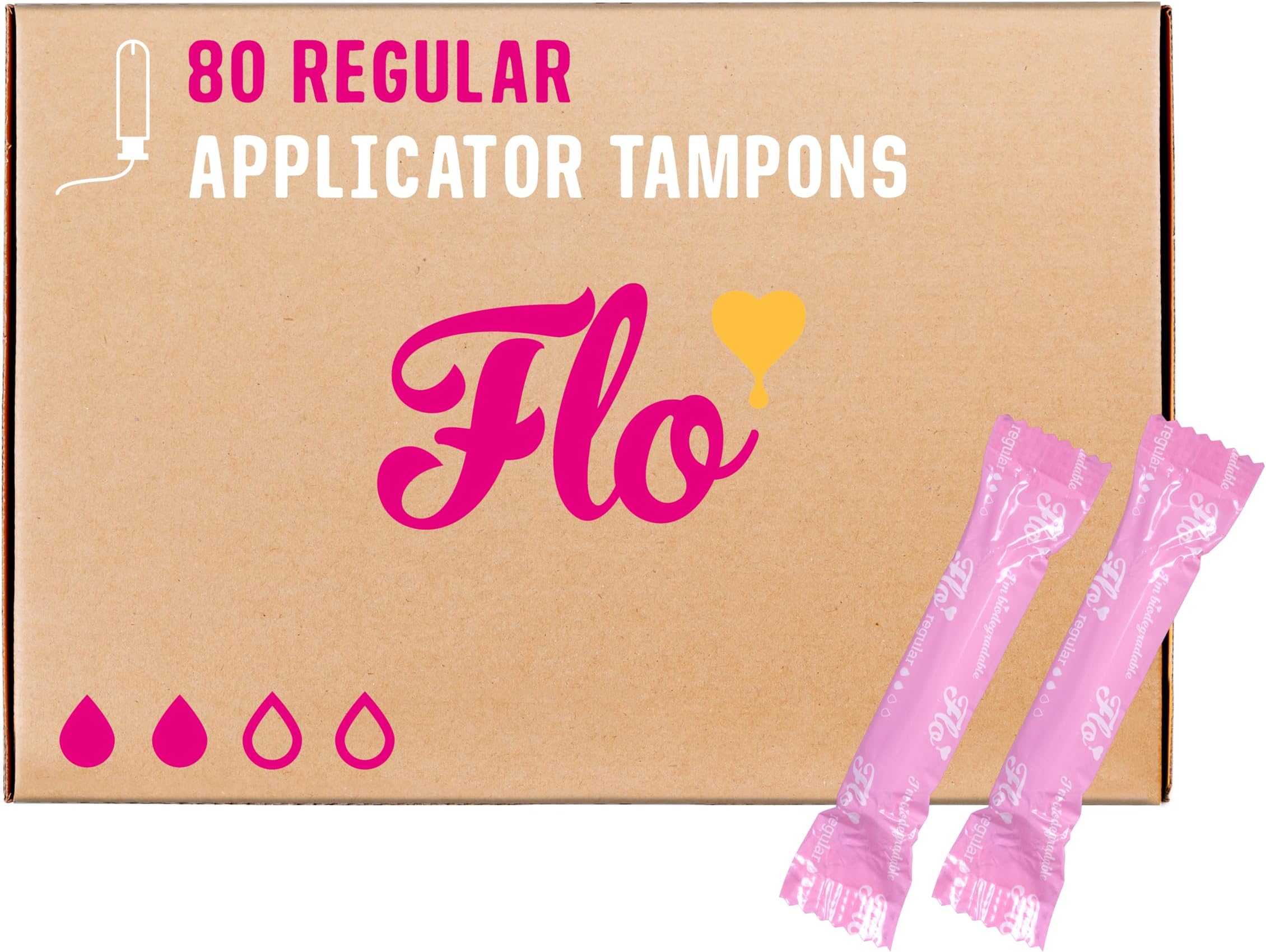 – Organic Cotton Applicator Regular Tampons – Absorbent, Soft, Smooth Applicator - Regular Flow Tampons - 80 Tampons Bulk Pack