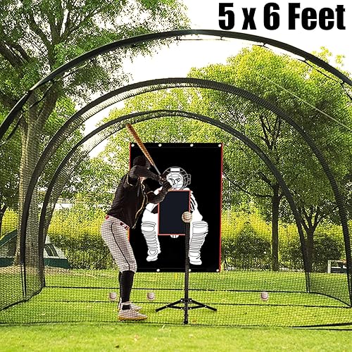 Miniatura 4 de Jaula de bateo Backstop con zona de huelga resistente recubierto de PVC Oxford tela de vinilo con receptor de softbol Jarra de entrenamiento Equipo