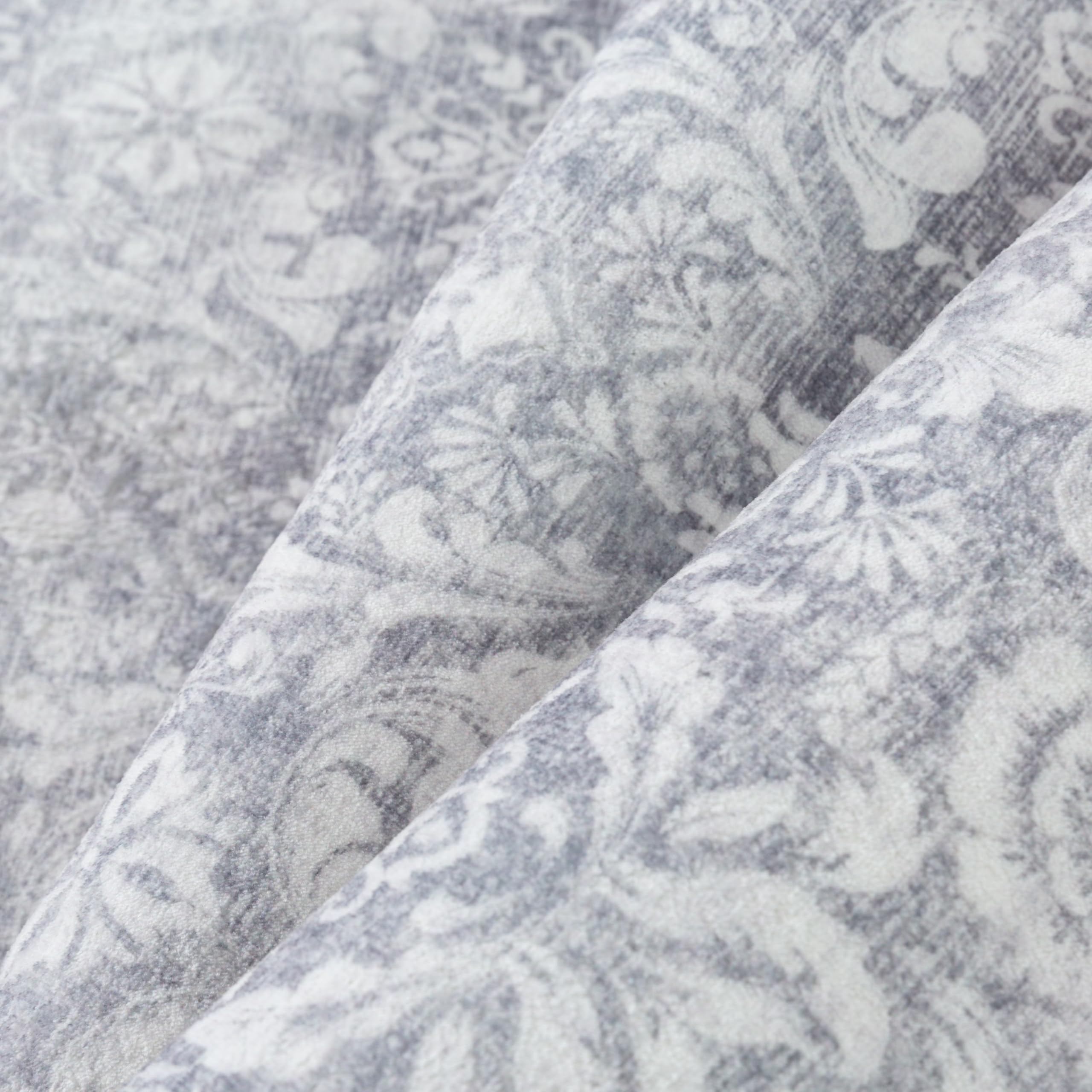 PureCozy 8x10 Area Rug Machine Washable Living Room Bedroom Vintage Distressed Non Slip Carpet Indoor Large Low Plie Thin Beige Dining Room Office Retro Accent Throw Rug: 2' x 3' (Rectangular) Vintage | Gray