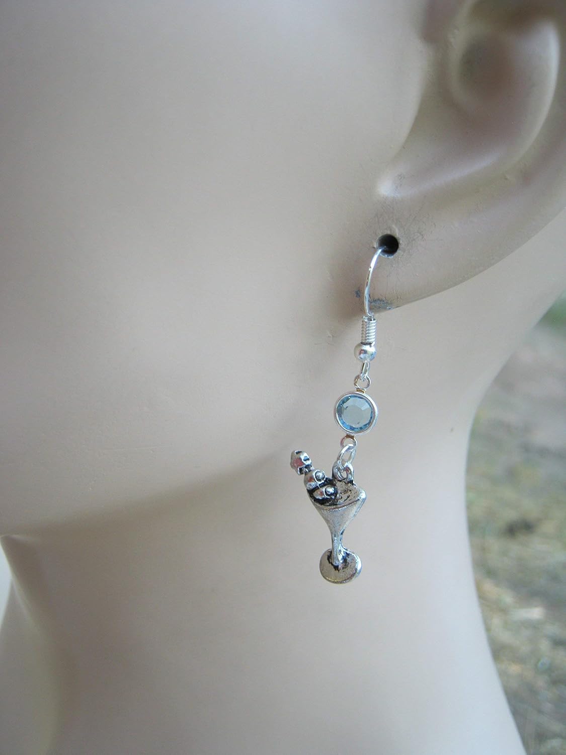 Personalized Martini Earrings, Alcohol Birthstone Earrings, Bar Spirits Earrings, Bartender Charm Jewelry