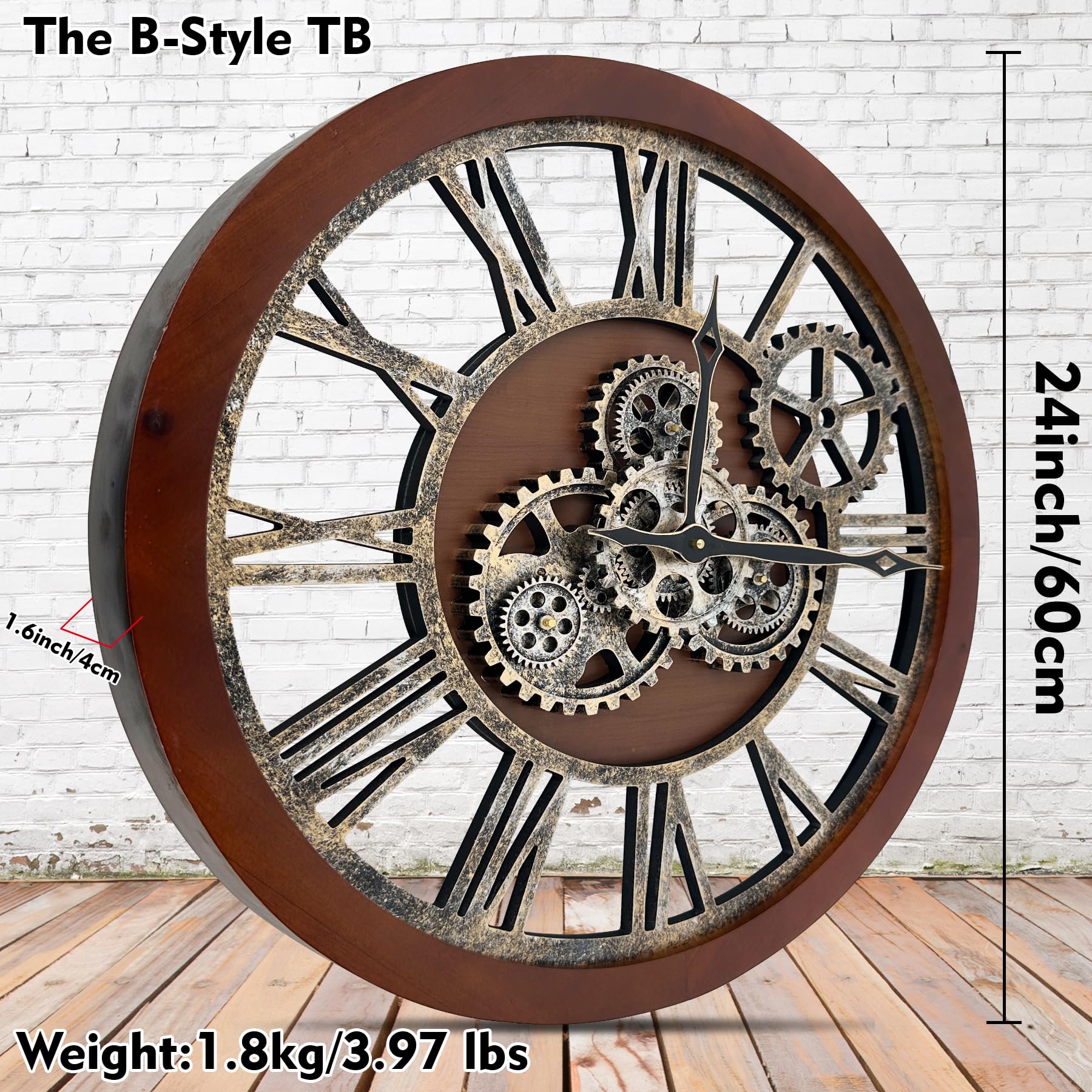 Amazon.com: The B-Style Large Wall Clock 24 inch Moving Gear Wall