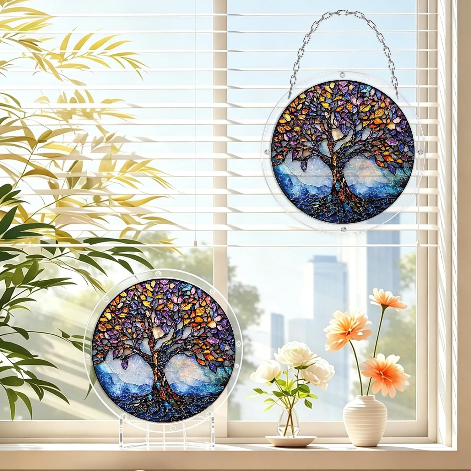 Acrylic Puzzle Suncatcher DIY Colored Glazed Tree Jigsaw 82 PCS image 4