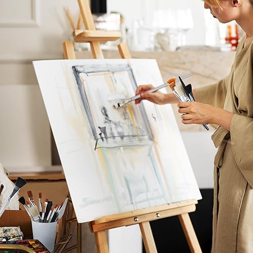 Miniatura 7 de Juego de 26 pinceles de pintura, 5 juegos de pinceles de pintura profesional para pintura acrílica, pinceles de artista para cuerpo, cara, lienzo de