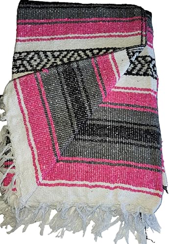 Manta de Falsa mexicana de 52 x 77 pulgadas, auténtica manta de yoga tejida a mano, manta Navajo, manta de camping, manta de picnic, manta de silla