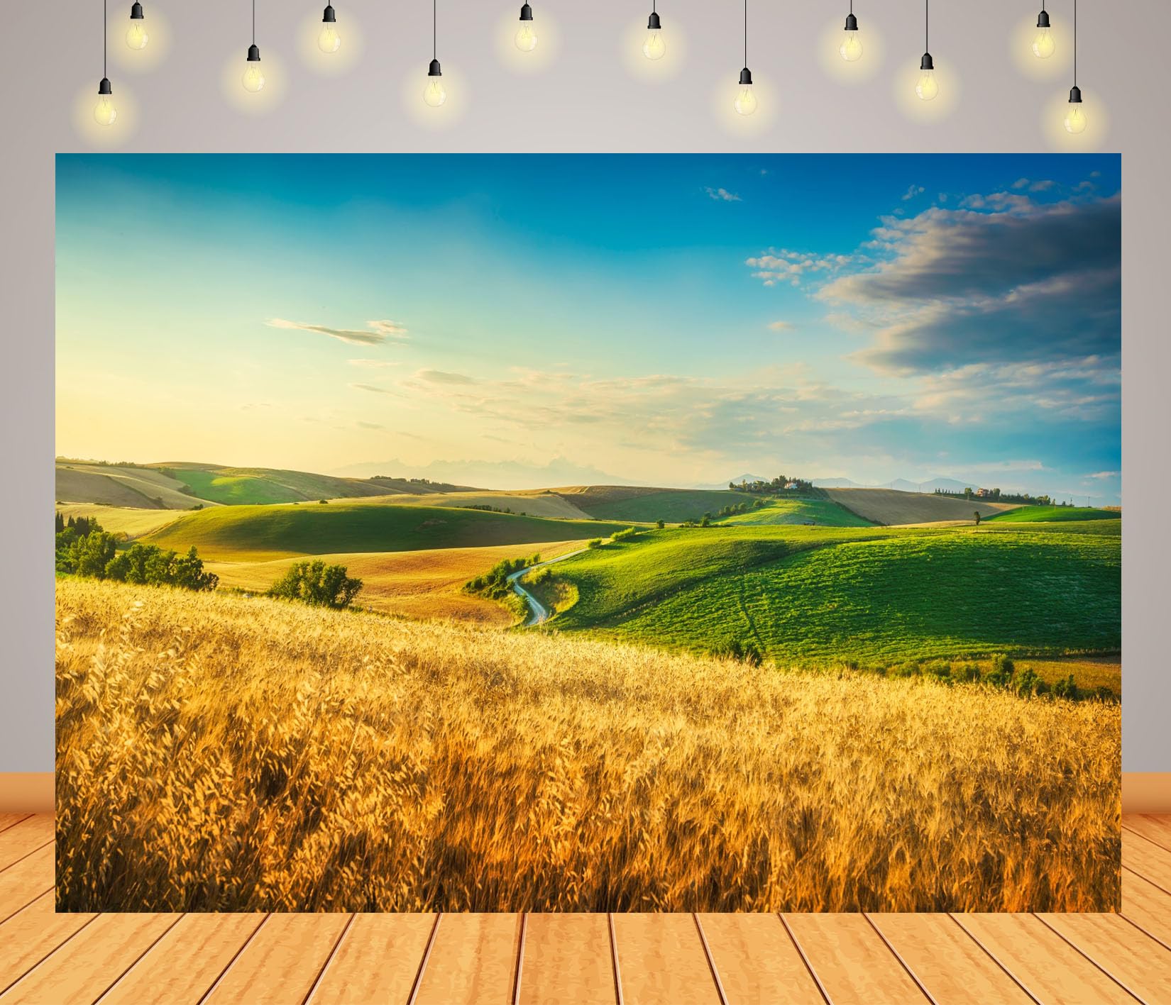 10x6.5FT (3x2m) Colline Verdi E Campi Di Grano Sfondo Fotografico
