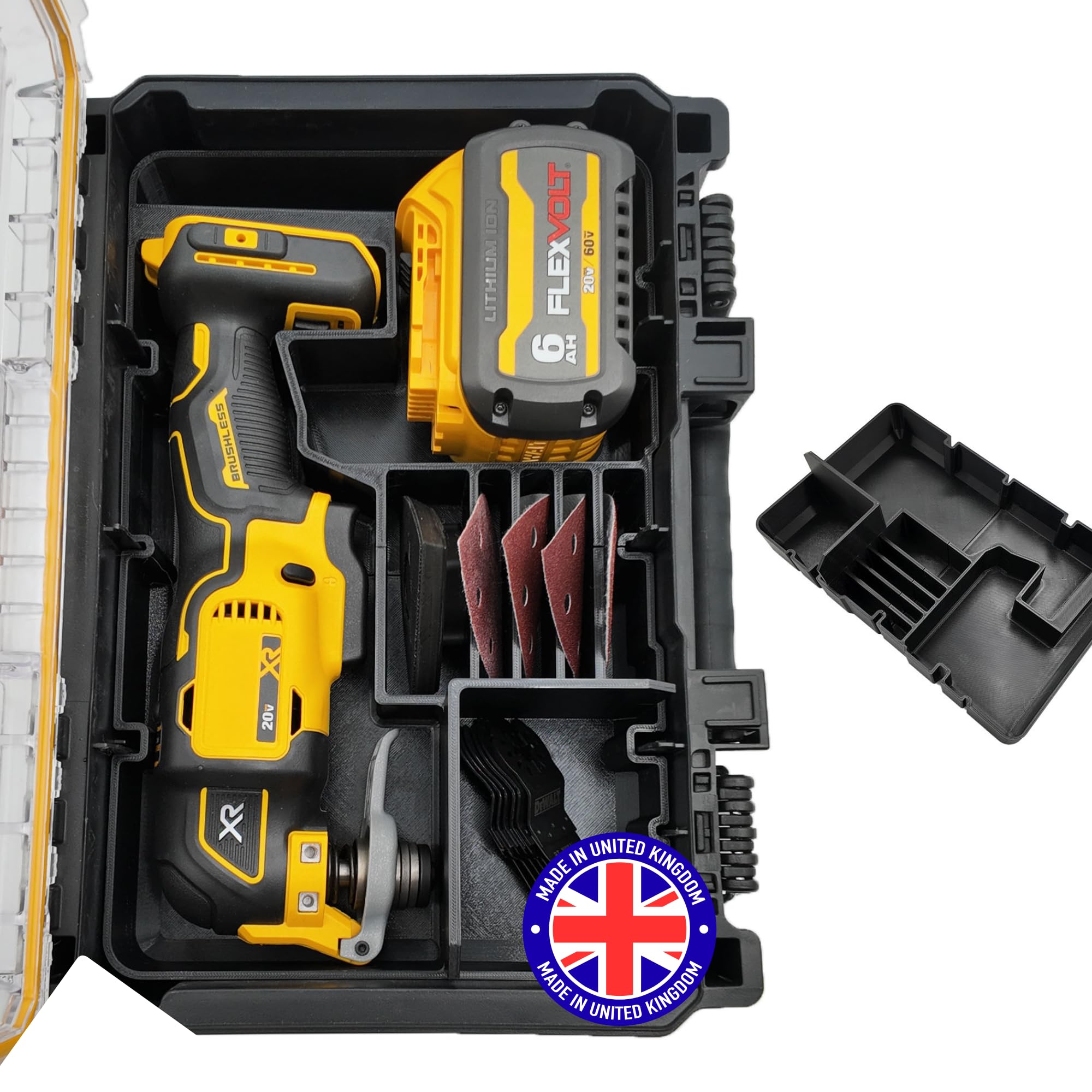 SAFETYKING® 20V Oscillating Multi-tool Organizer Compatible With Dewalt Tough System Deep Compact Organizer Precision Rigid Insert for Organizer (Insert Only, Tools Box Not Included)