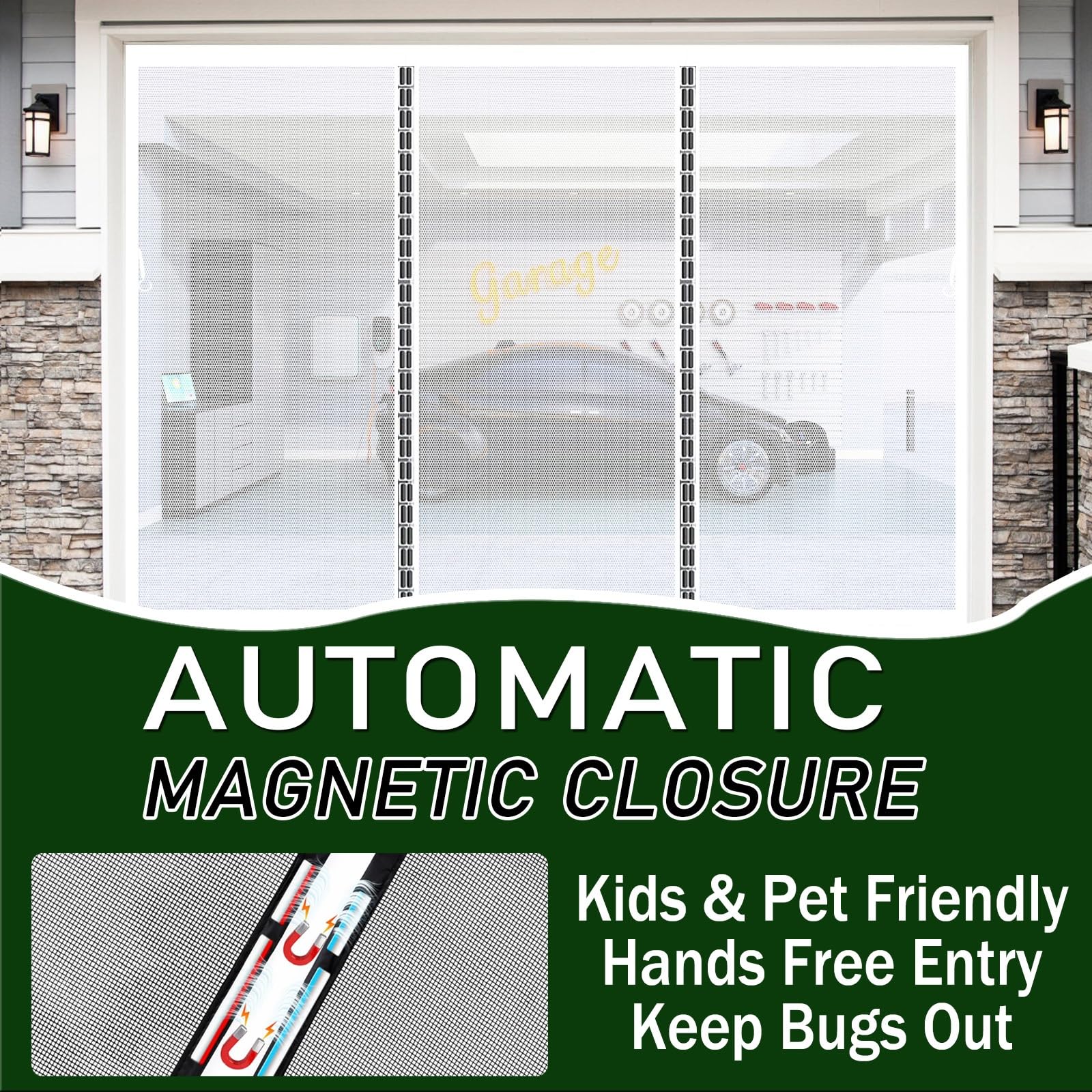 Zanzariera Magnetica 206 x 215 cm Chiusura Automatica Traspirante Facile da Installare Anti Zanzare Insetti Zanzariera con Magneti in Vetroresina per Balcone Soggiorno, Bianco