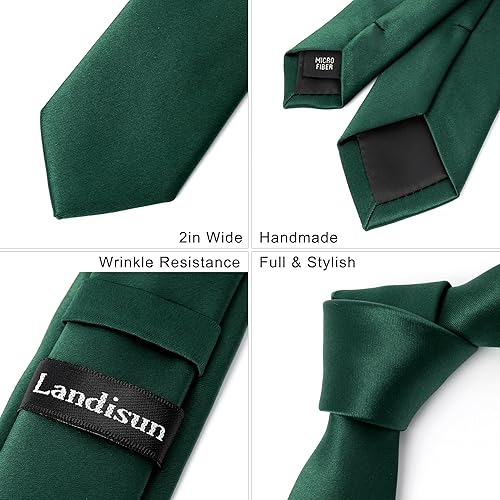 Miniatura 5 de Landisun Corbata Negra Hombres Mujeres Sólidos Corbatas Flacas Corbatas Slim Tie Satén