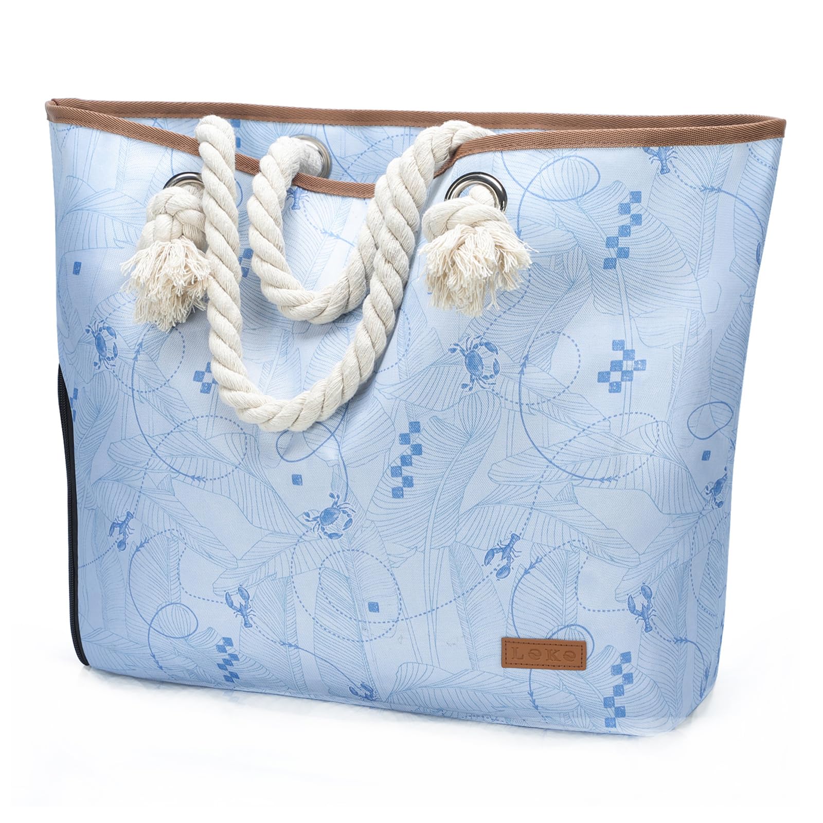 Lekespring Strandtasche Damen Groß mit Reißverschluss, Vielseitiger Badetasche XXL Familie Saunatasche Reisetasche Beach Tote Bag