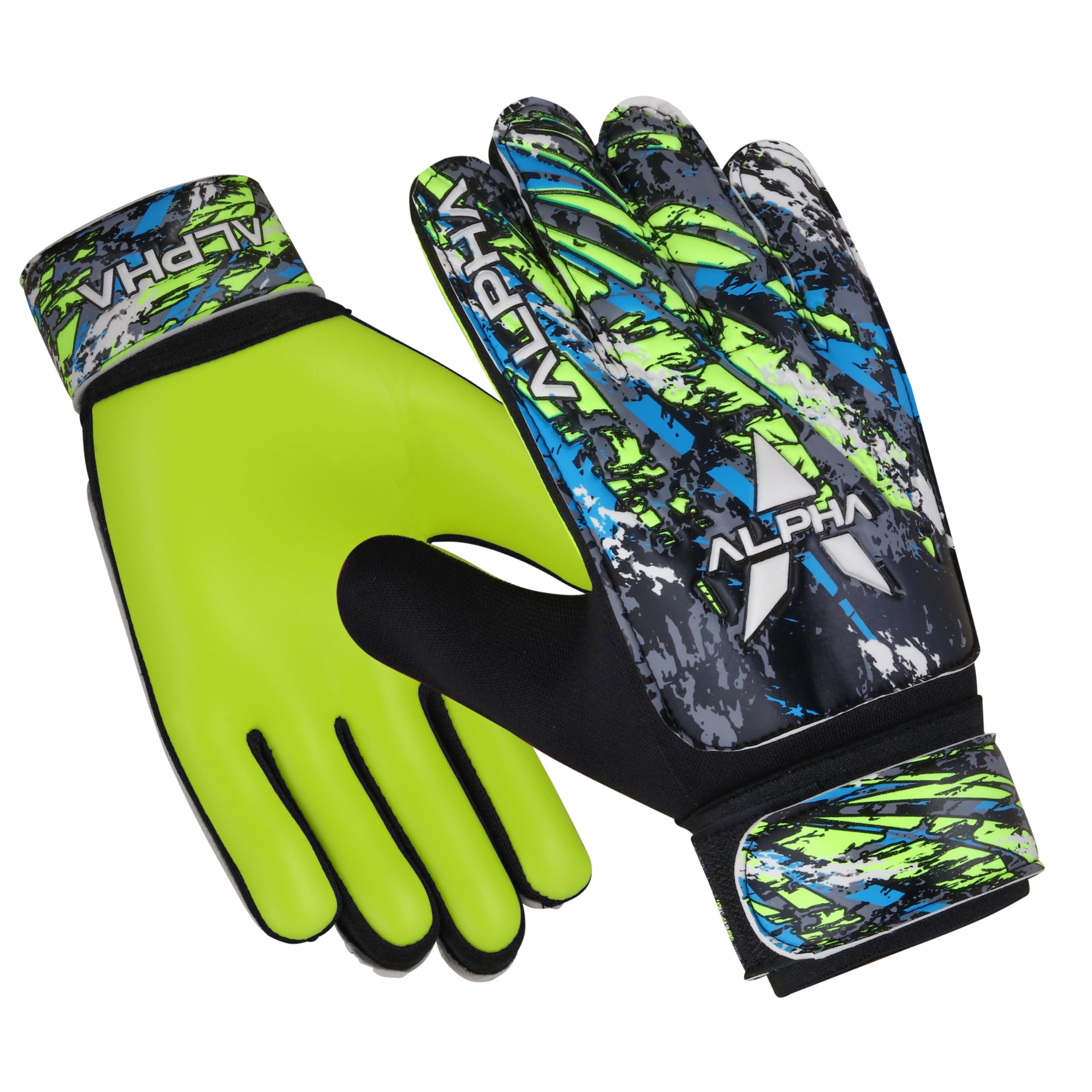 AlphaSports Soccer Goalie Gloves for Kids Boys, Youth and Adult Football Goalkeeper Gloves with 4mm Latex Palm and Double Wrist Protection (Yellow-Fluorescent, Size 5 Suitable for 9 to 12 Years Old)