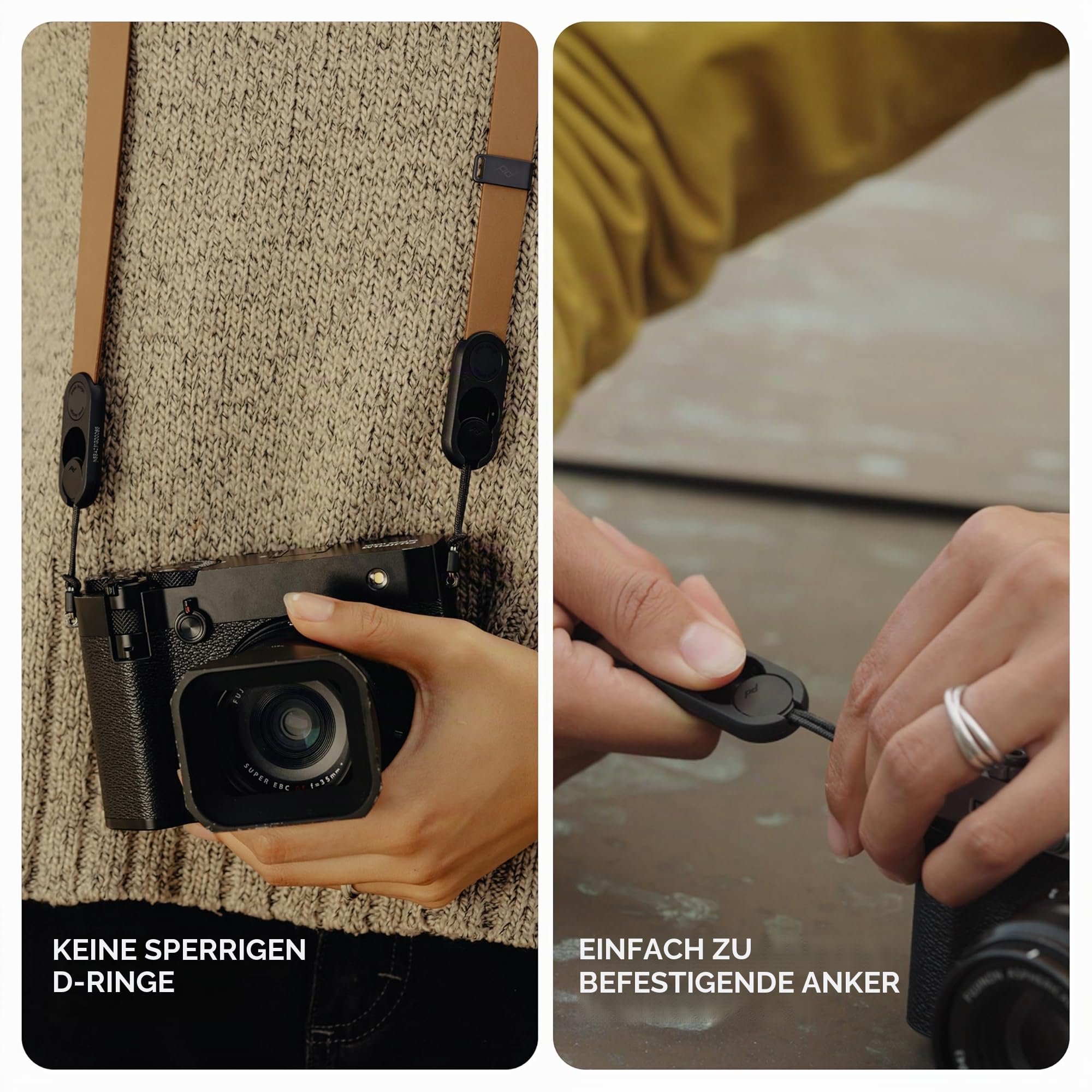 Peak Design Cuff Leder Kamera Handschlaufe - Schnellverschluss 90.7 kg Kapazität für DSLR, Kompakt & Point-and-Shoot Kameras