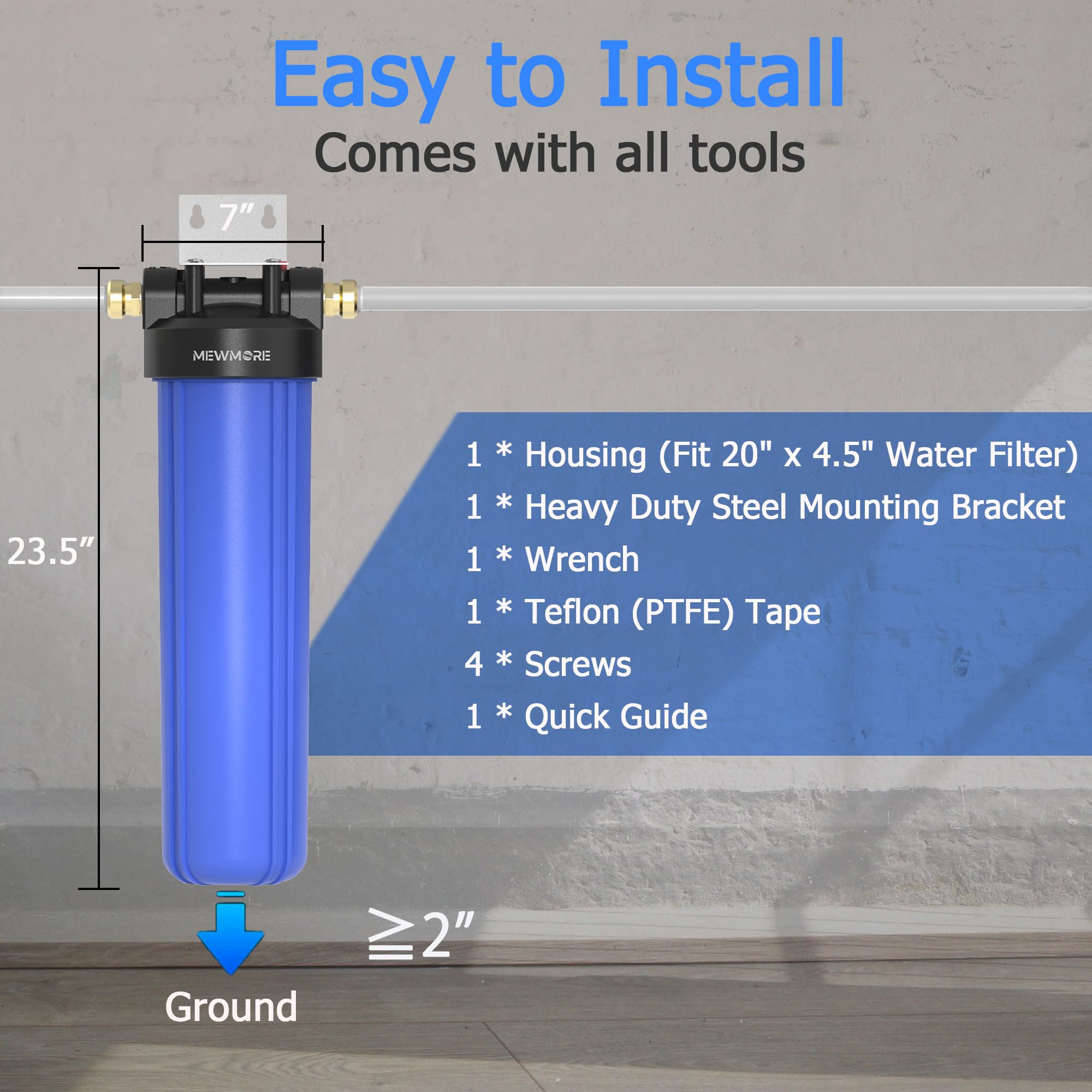 Whole House Water Filter Housing - 20x4.5" -4