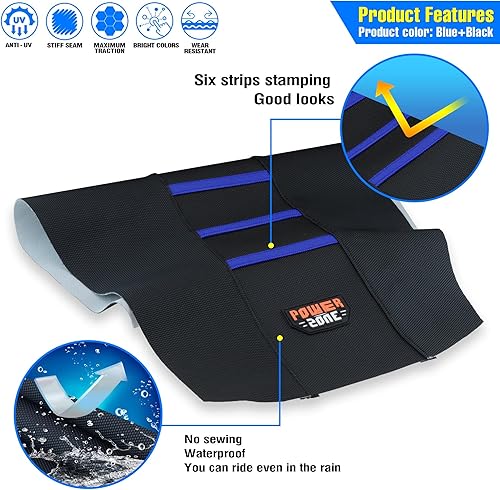 Miniatura 3 de Funda universal para asiento de motocicleta, agarre de goma antideslizante a rayas, costura suave para CRF WR WRF RMZ YZF SXF EXC EXC XC SX CR KLX