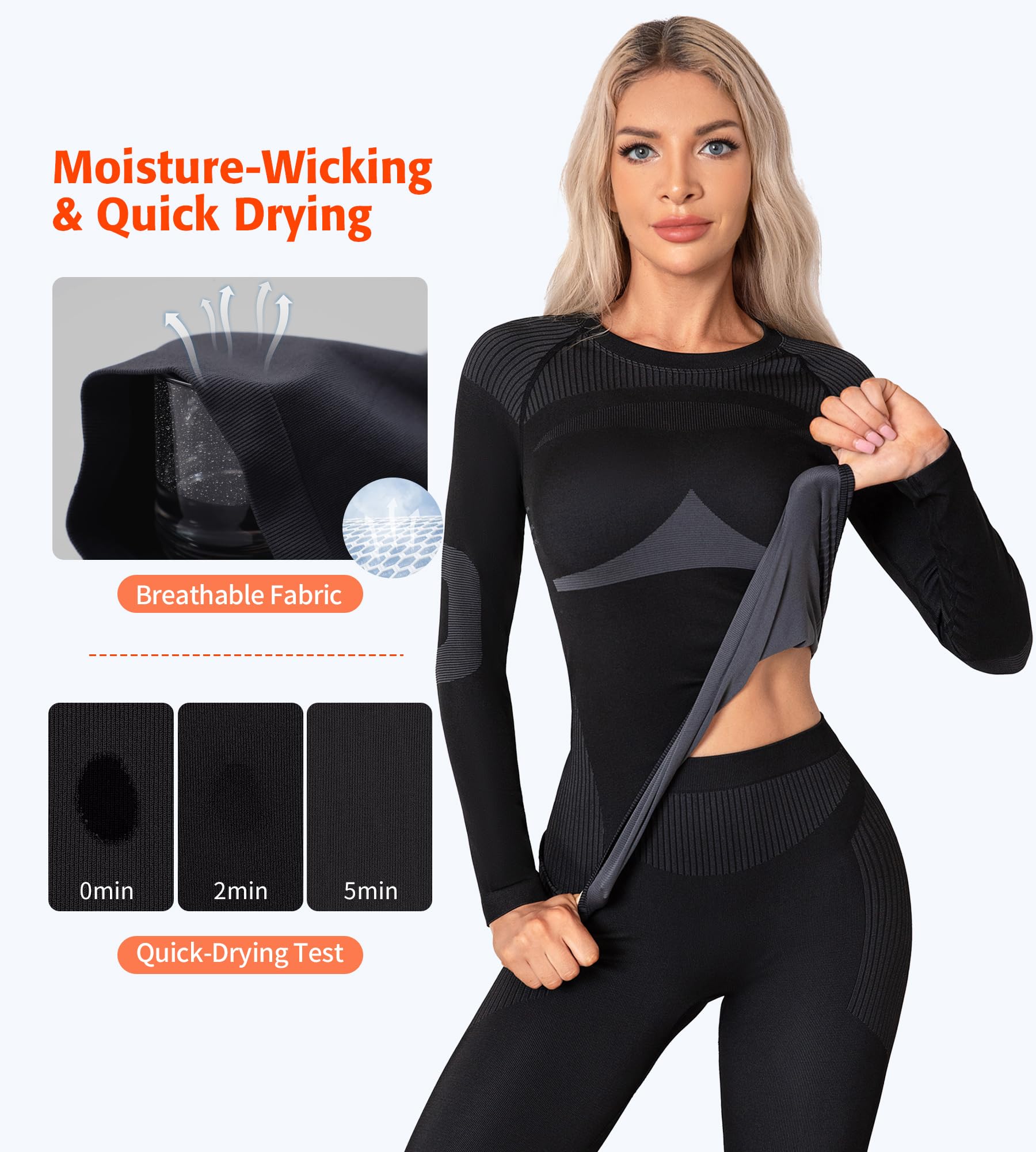 ATTRACO Thermal Underwear Set for Women Long Johns Warm Base Layer Top & Bottom for Cold Weather