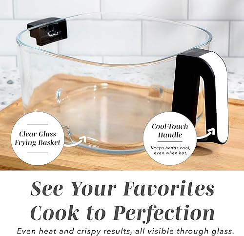 Miniatura 5 de COOK WITH COLOR Freidora de aire digital de cocina de 1400 W y 5.5 cuartos con cesta de vidrio, 8 opciones de cocción saludable preestablecidas,