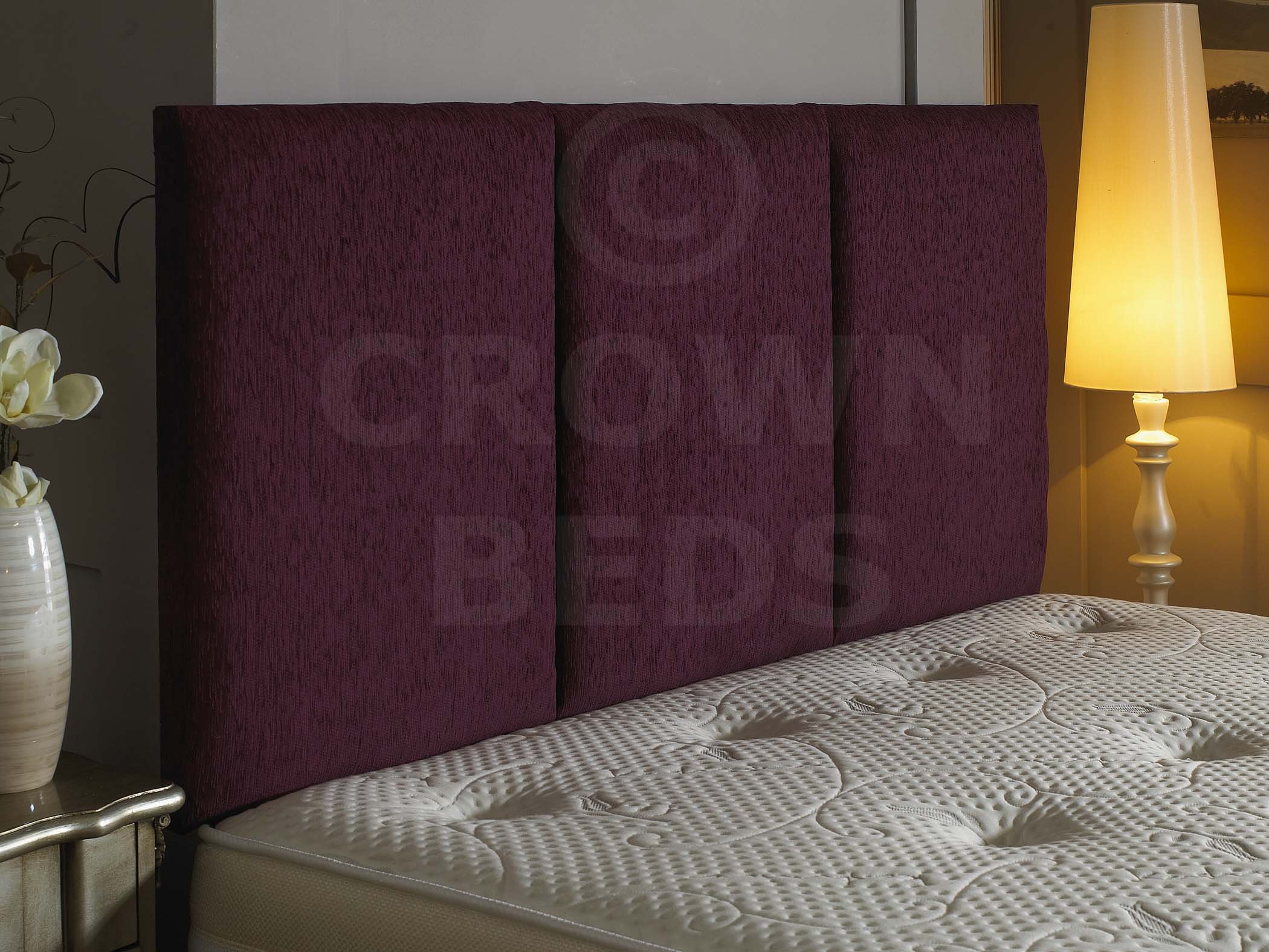 CROWNBEDSUK quality alton chenille headboard in 2ft6,3ft,4ft,4ft6,5ft,6ft Aubergine, 6ft (super kingsize) 20 — image 1
