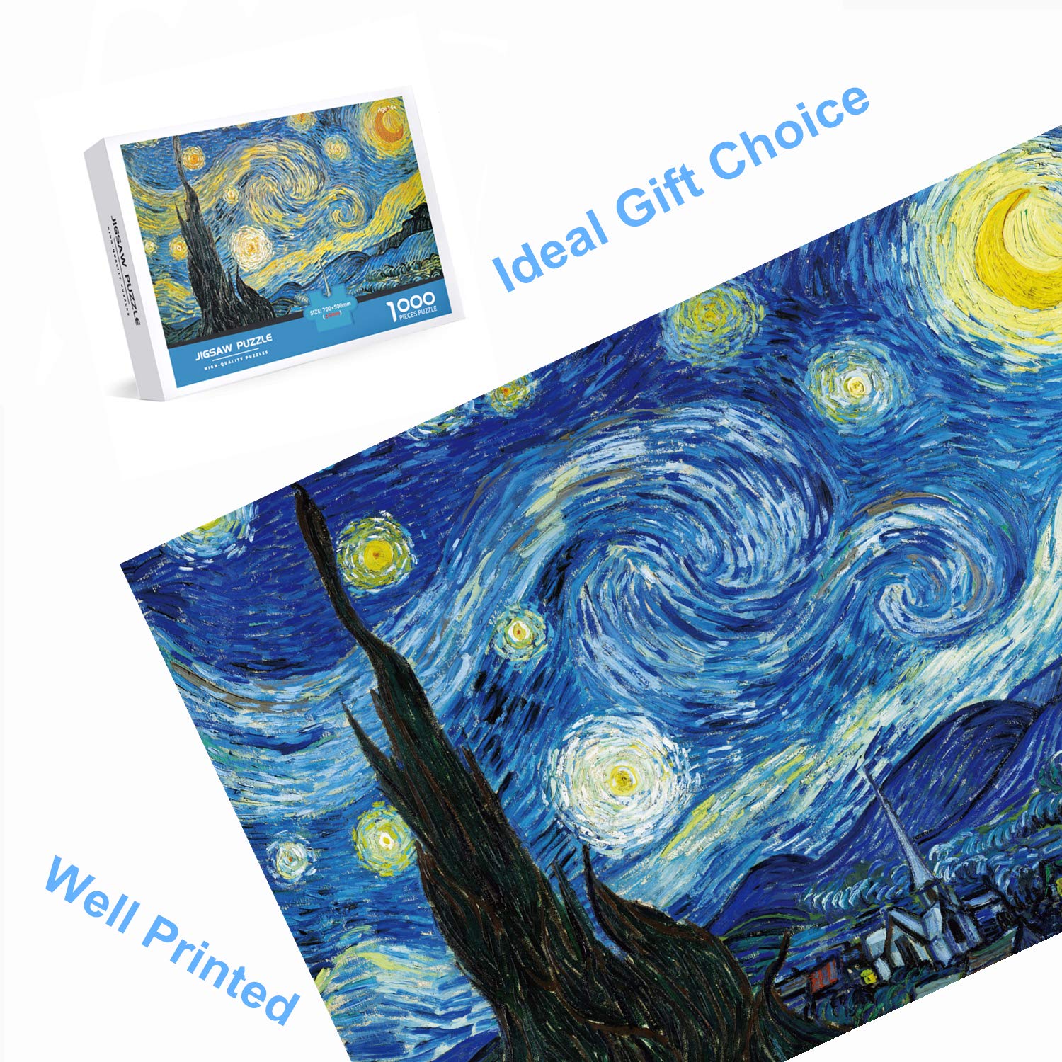 Puzzle 100 Pezzi Notte Stellata Di Van Gogh – Per Bambini E Adulti, Incluso Poster, Finito 45x35 Cm, Cartone Antiriflesso, Lettere Guida Sul Retro