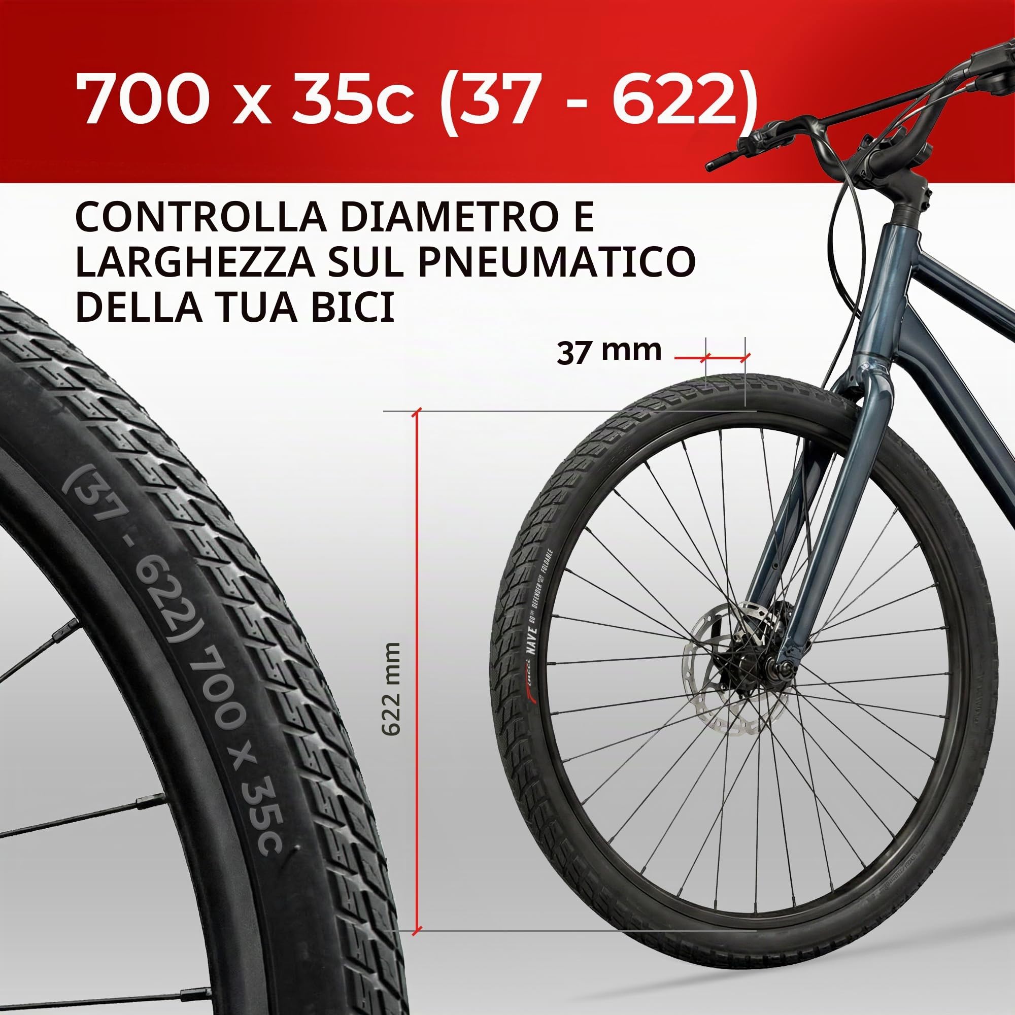 Fincci Gravel Copertoni Bici 700x35c - Set di Pneumatici Pieghevoli 28" con Protezione Antiforatura 1 mm e 2 Camere d'aria 37-622 - Gomme per Montagne & Elettrica Bici, City Bike Uomo & Donna