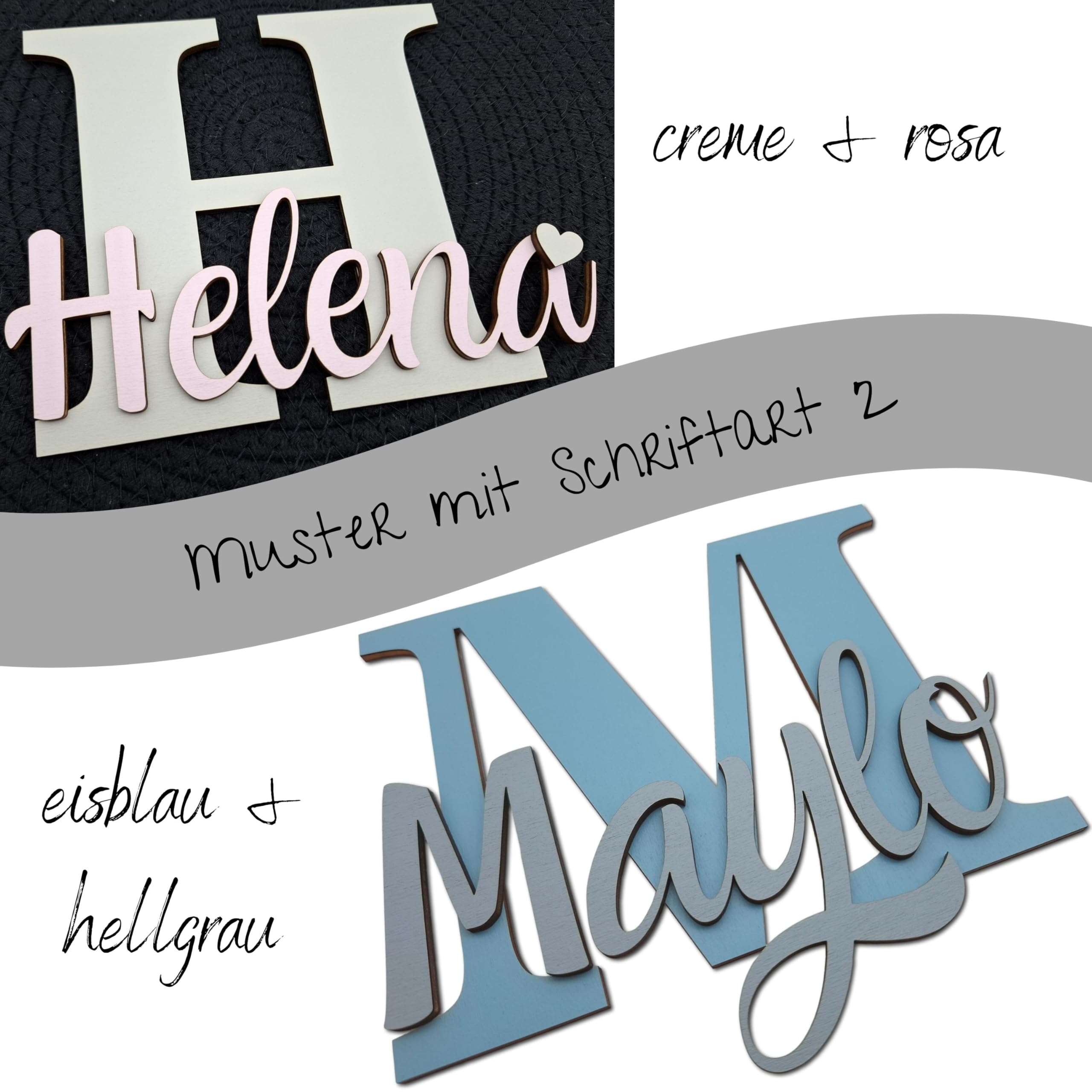 Traumwelten-Zimmermann Personalisierter XXL Holzbuchstabe mit Namen – Türschild für Kinderzimmer | Geschenk zur Geburt Taufe oder Geburtstag | Wanddeko aus Holz inkl. Klebepads Sterne & Herzen