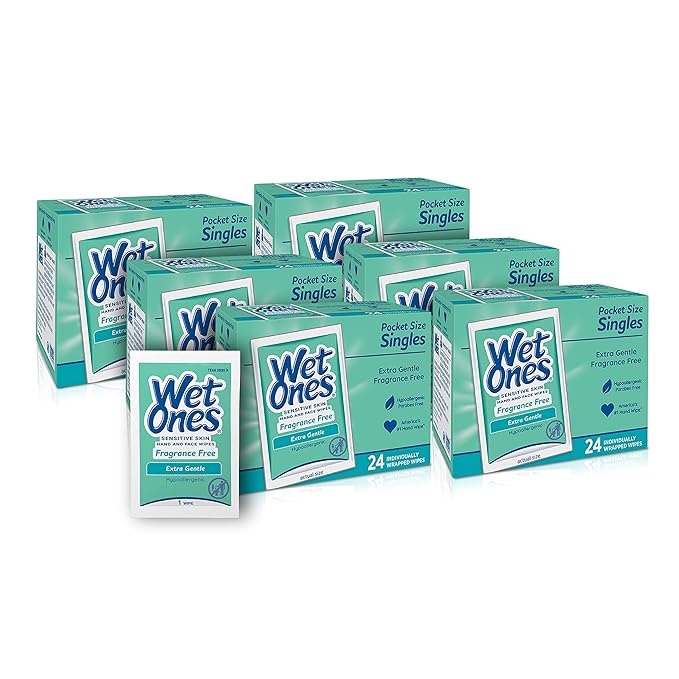 Wet Ones Hand and Face Wipes Singles, Unscented Wipes for