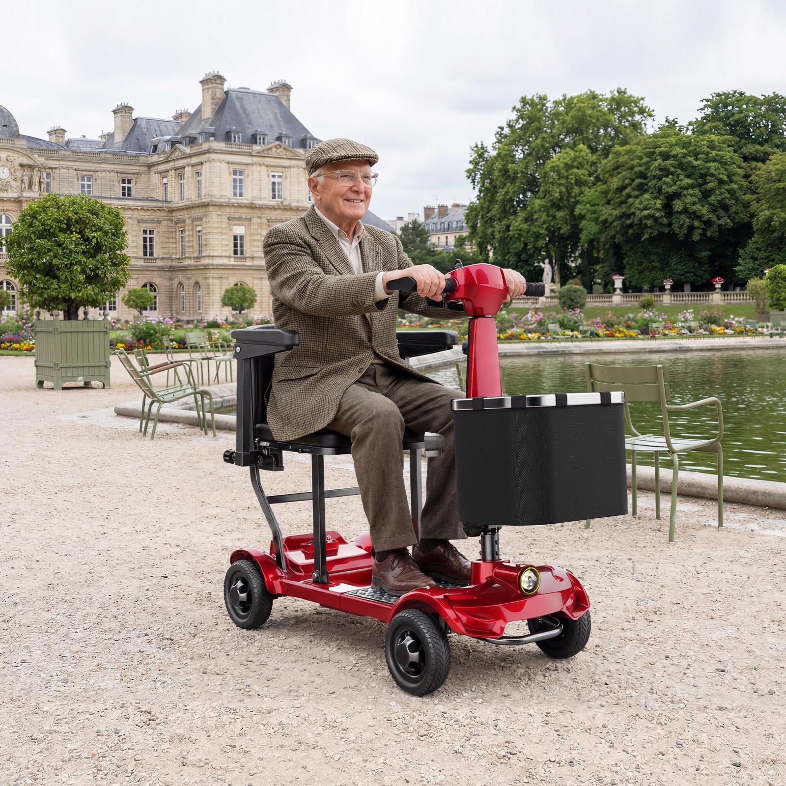 TODIMART X-17 Scooter de Movilidad 4 Ruedas - Ligero y Plegable, Autonomía 30km, Velocidad Máxima 8 km/h, Peso Máximo 130kg, Asiento Cómodo - Ideal para Personas Mayores y Discapacitadas