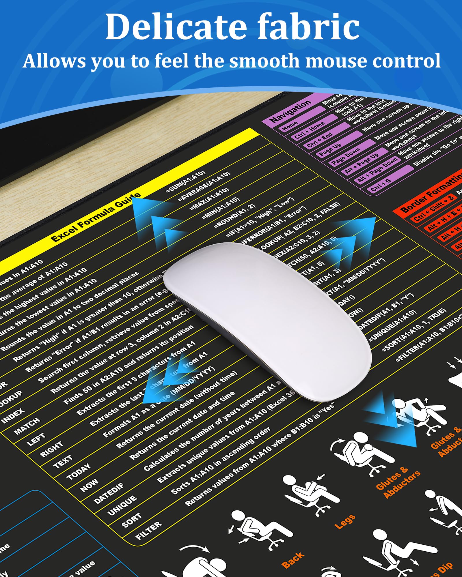 Amazon.com: Excel Cheat Sheet Desk Pad, Waterproof Mouse pad