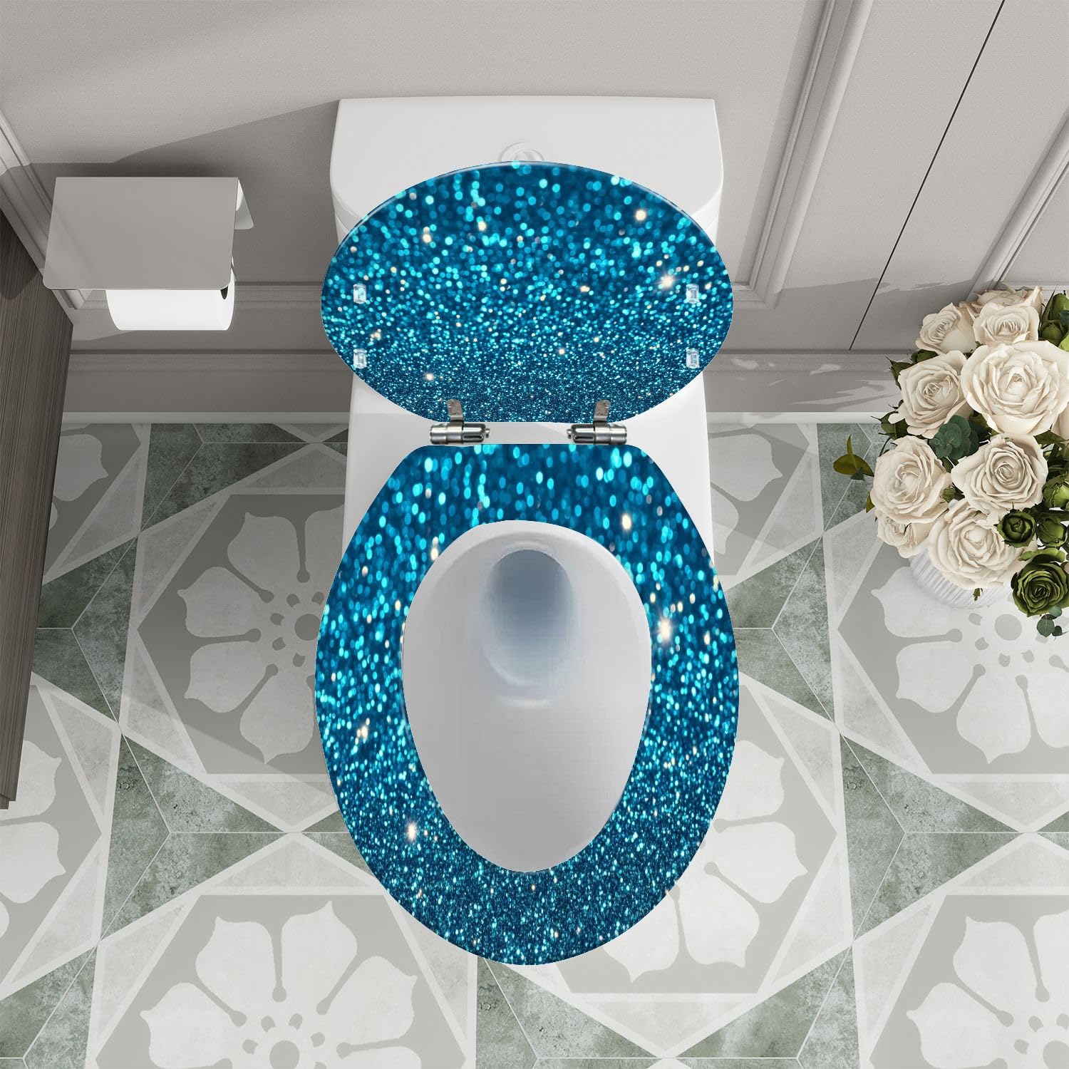 Asiento de inodoro alargado genérico para baño