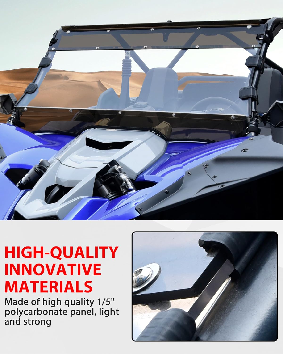 SAUTVS Heavy Duty Combined Full Windshield for Yamaha YXZ1000R, Dustproof Durable Hard Coat Front Full Windscreen for Yamaha YXZ 1000R/SE/SS/SS SE/SS XTR 2019-2025 Accessories