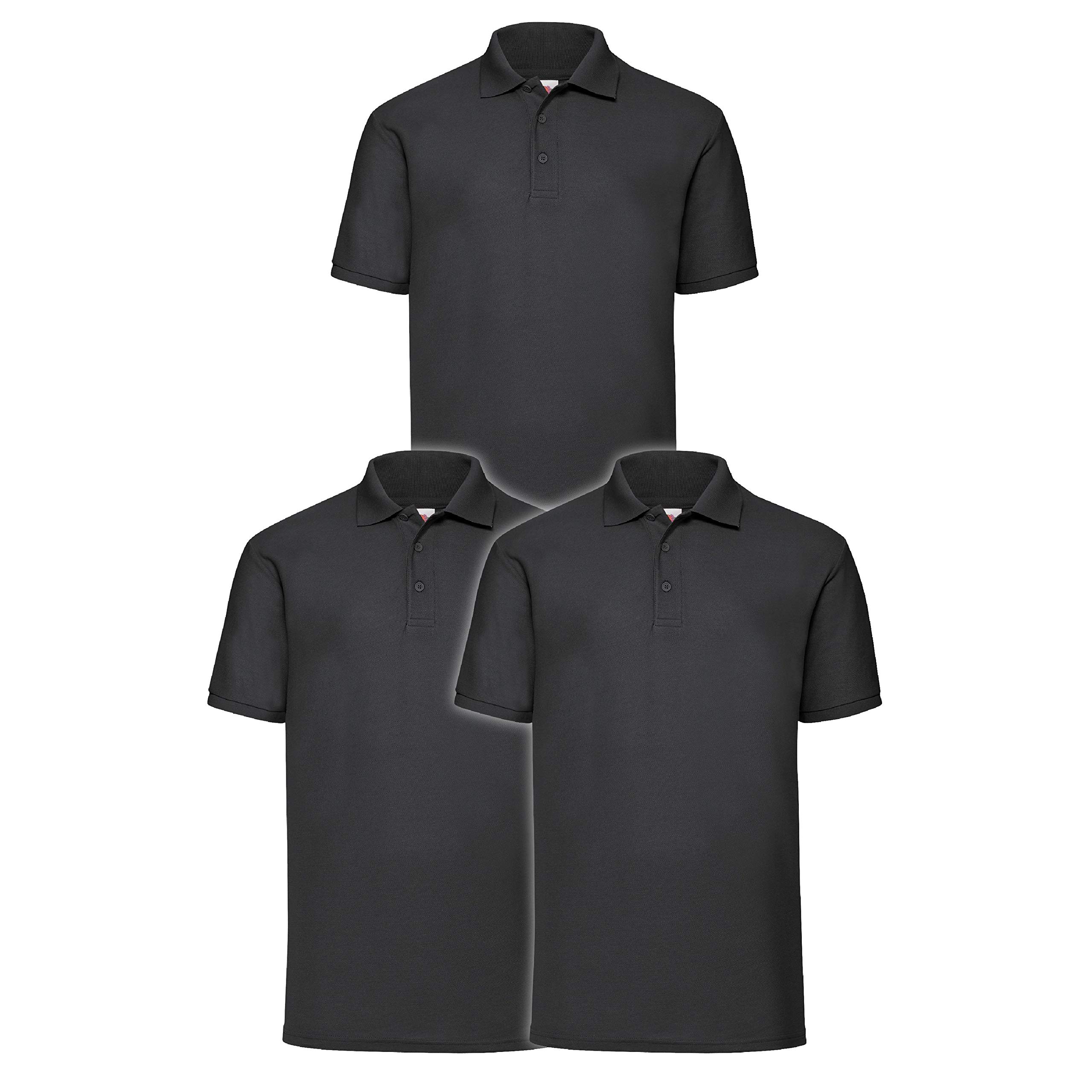 Men's 65/35 Polo Shirt Pack of 3, Black, X-Large