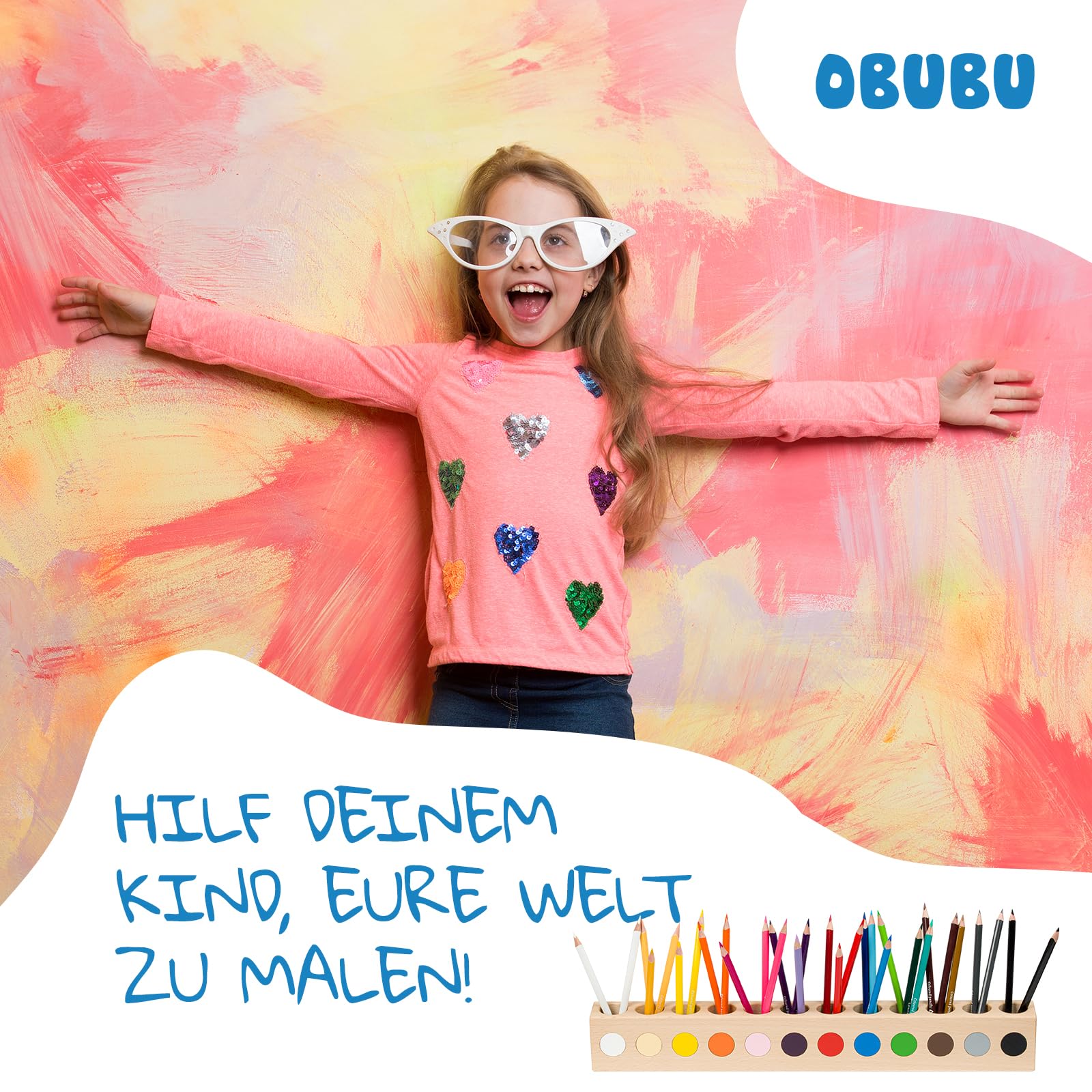 Montessori Schreibtisch Organizer Kinder - Stiftehalter Holz - Stifte Organizer - Stiftebox Holz - Organizer für Bleistifte mit 12 Farbkennung
