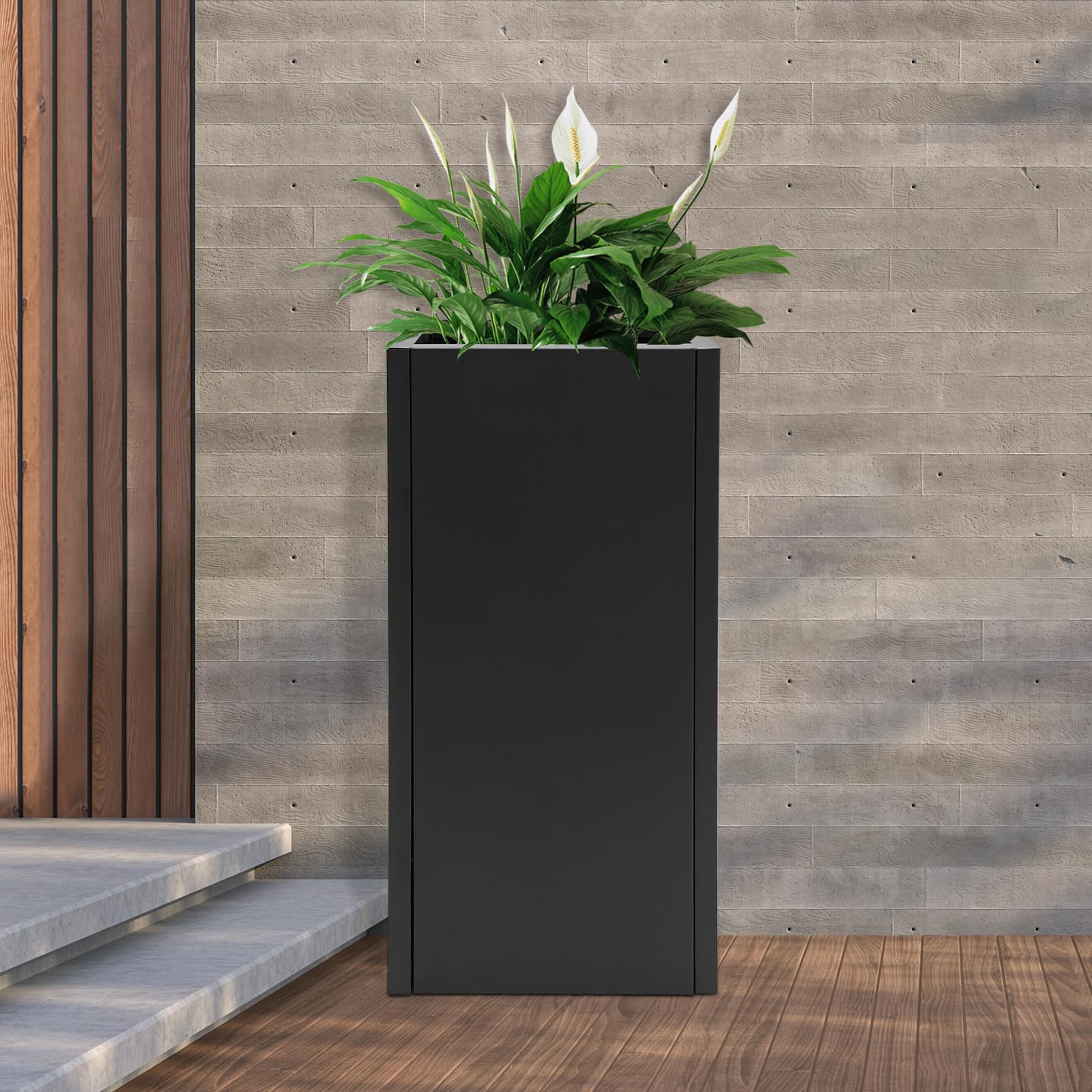 Amazon.com : NeNchengLi Tall Black Planter Tall Outdoor Planter Large Black  Planters for Outdoor Plants 14 * 14 * 30In Black Tall Planter Box Tall  Black Planters for Patio, Deck, Yard, Garden :