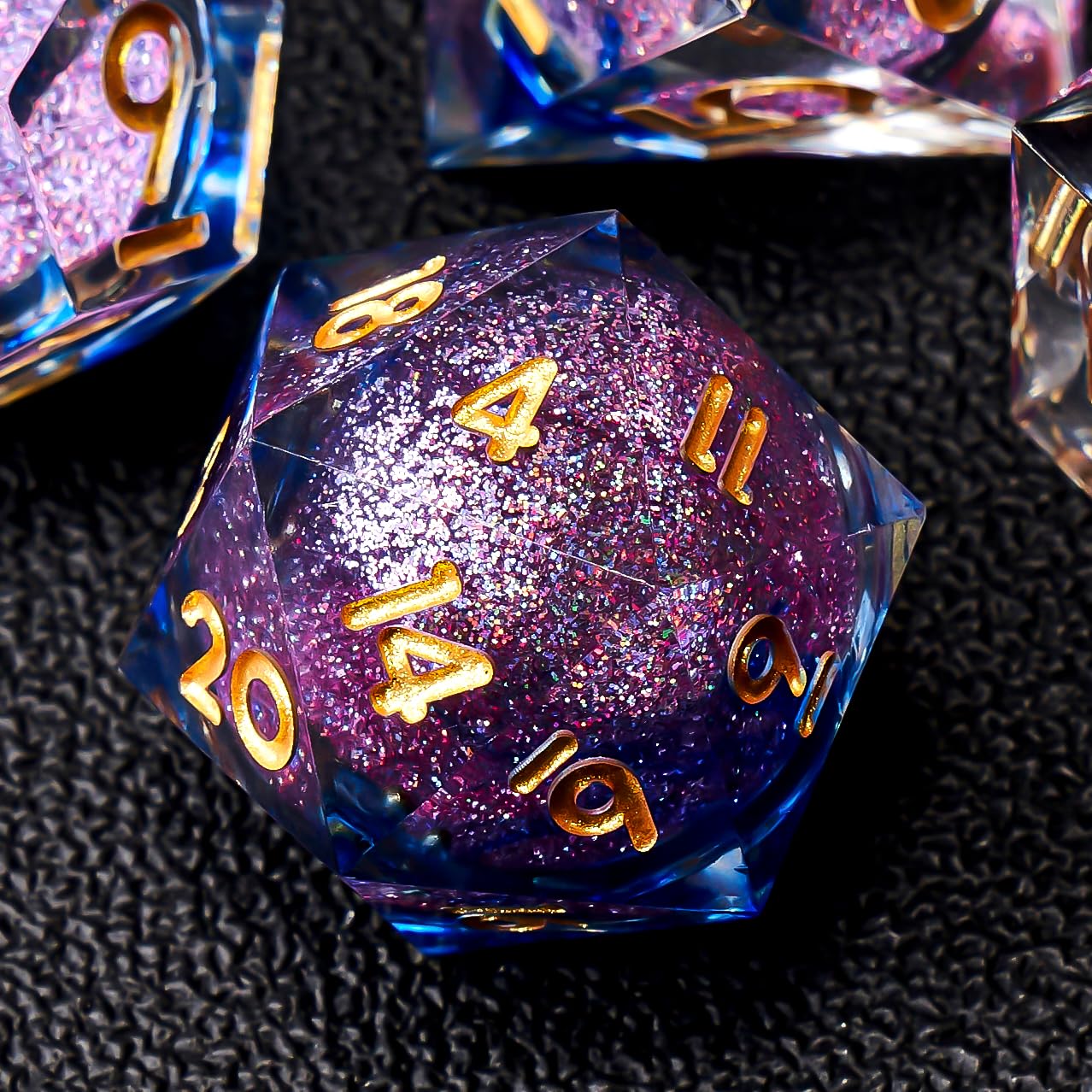 Płynny rdzeń DND - zestaw kości do Dungeons and Dragons, zestaw kości żywicznych o ostrych krawędziach, 7 wielościennych kości RPG D&D, MTG D20 D12 D10 D8 D6 D4 Kości wielościenne RPG D20