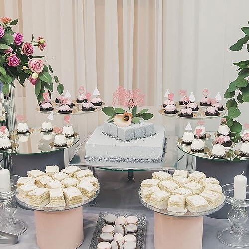 Miniatura 4 de Gyufise 25 piezas de decoración de cupcakes de oro rosa con purpurina para decoración de pastel de novia, anillo de corazón, para despedida de