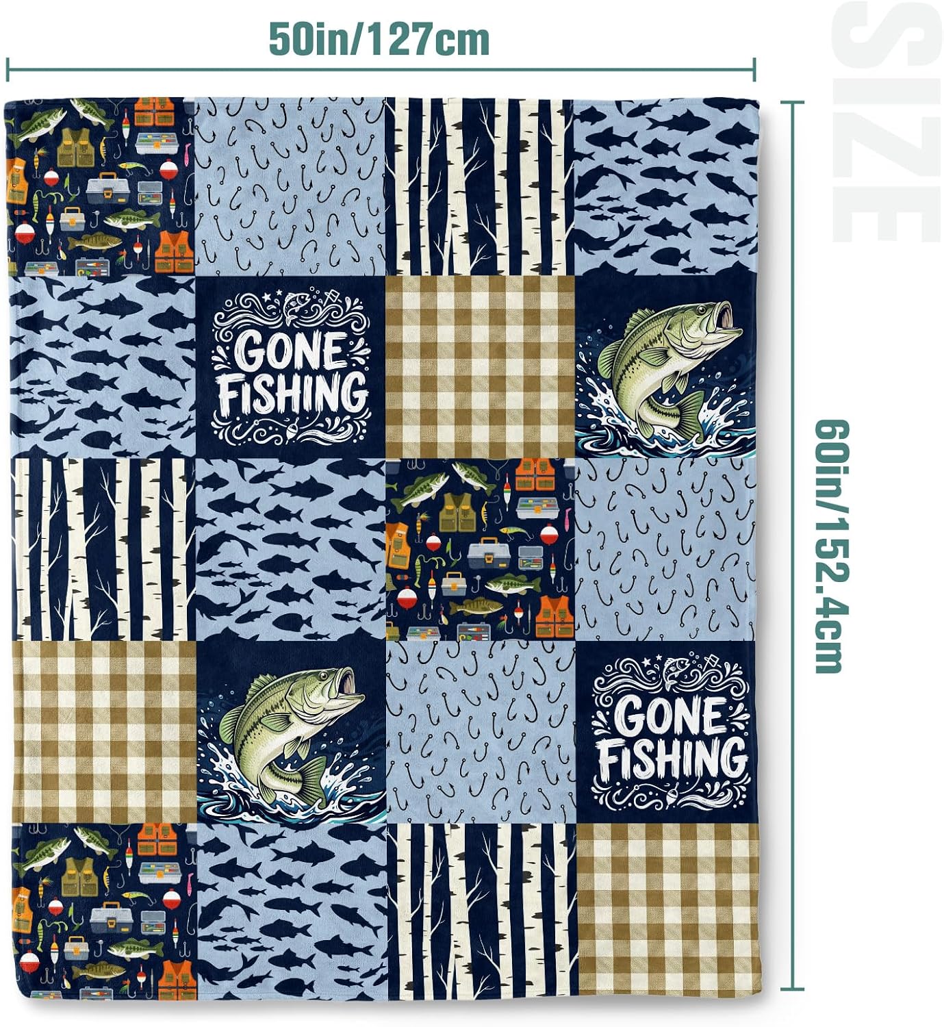 Jekeno Gone Fishing Gifts Blanket Fish Tackle Throw Blanket image 2