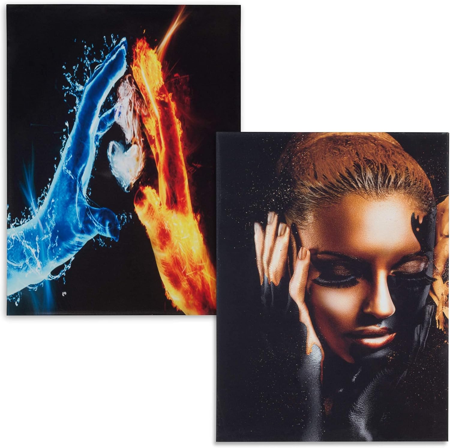 JULIELM23 GOLDEN WALL CLOCK, WALL ART CANVAS, AFRICAN WALL ART CANVAS, NOISELESS WALL CLOCK FOR HOME, OFFICE, DECORATION FOR LIVING ROOM, BEDROOM, KITCHEN, DECORATION FOR WALLS