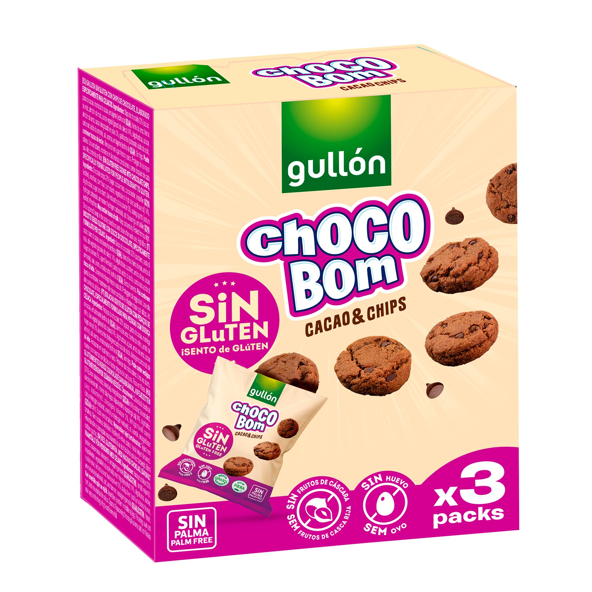 Galletas Choco Bom Mini Cacao Sin Gluten 120g (3x40g)