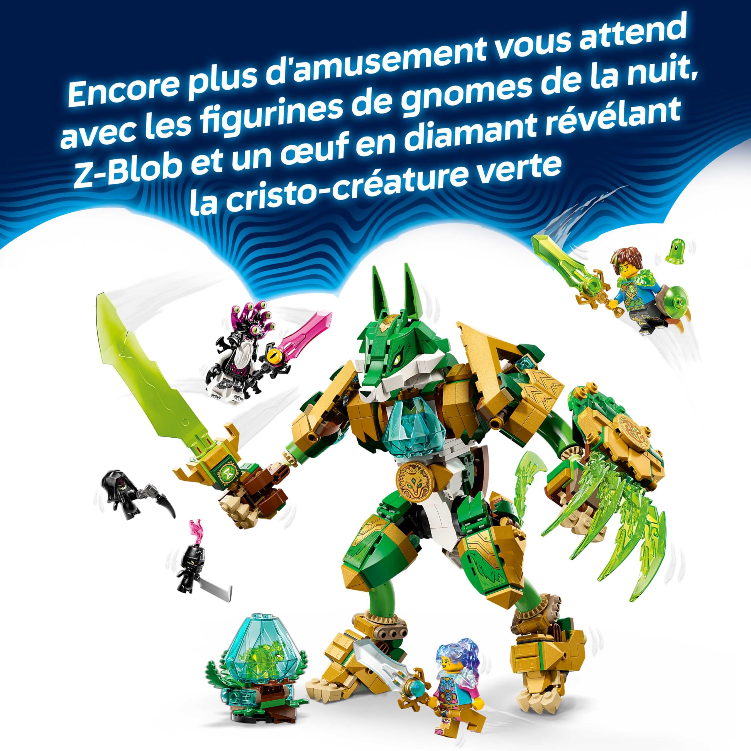 LEGO DREAMZzz 2-en-1 Le Gardien Robot-Renard - Jouet Figurine se Transformant en Guerrier Robot-Renard - 3 Minifigurines & 1 Cristo-Créature Verte Collector - Cadeau pour Garçon dès 9 Ans 71508