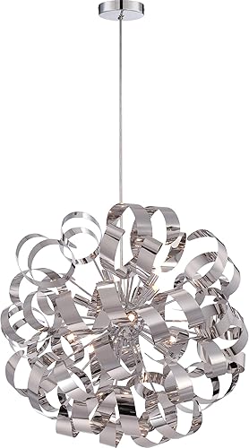 Quoizel RBN1512C, Lámpara colgante pequeña, redonda, con lazos, con 3 luces de xenon, cromada.