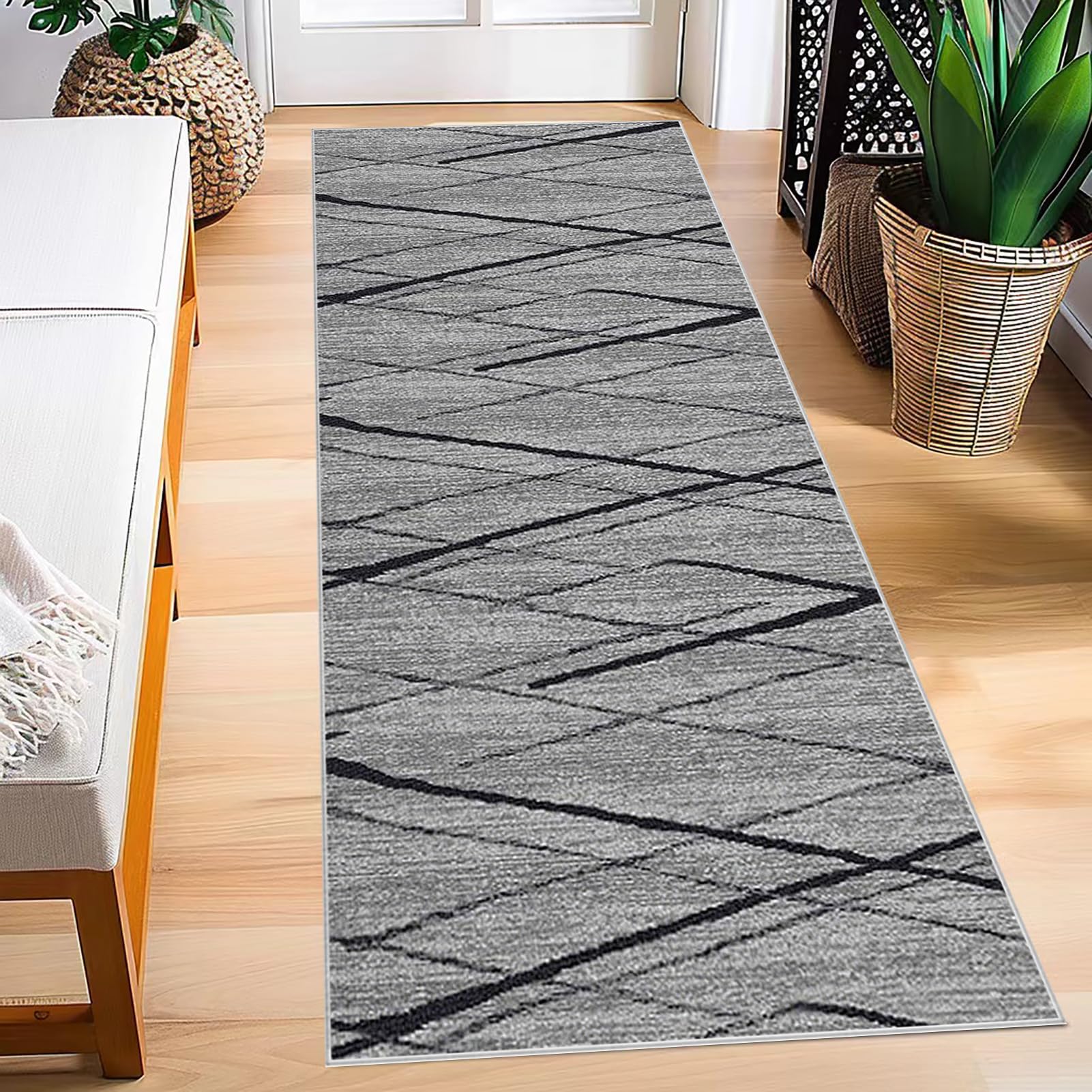 Tapis Cuisine Devant Evier Antidérapant et Lavable Tapis de Couloir 60 x 140 cm Tapis de Passage Couloir Cuisine Paillasson Long Tapis de Sol d'Entrée Intérieur Tapis pour Cuisine Passage Chambre