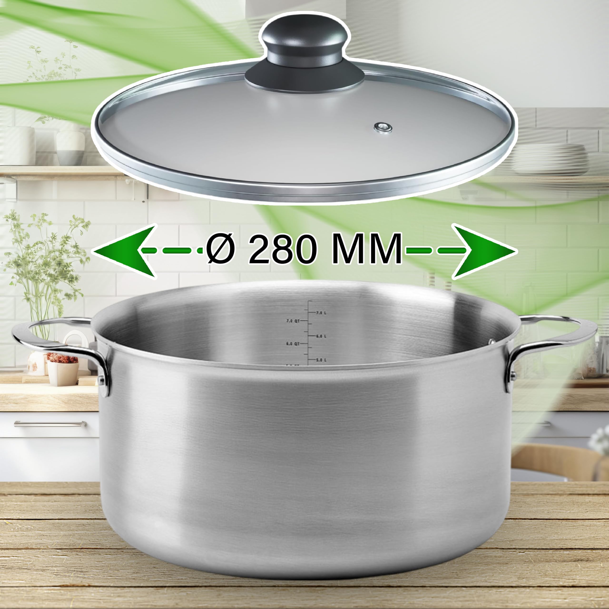 Couvercle Universel Verre 28 Cm – Bord Inox & Poignée Chaleur – ONIX TECH Casserole & Poêle