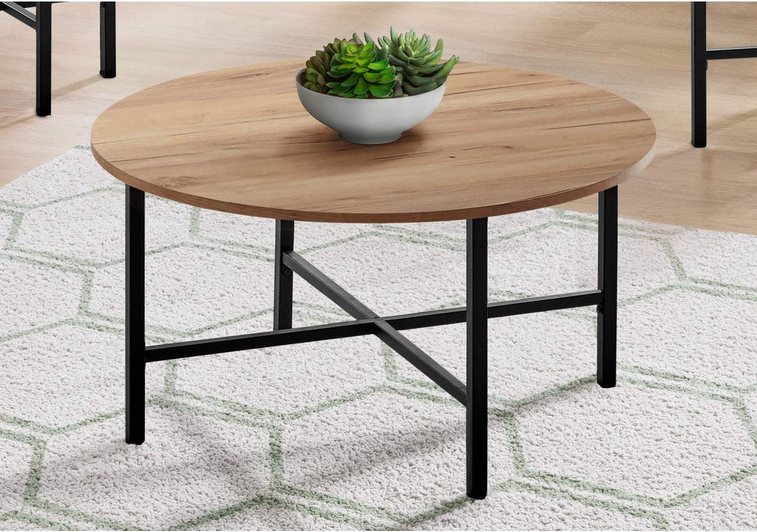 Monarch Specialties Coffee Set of 3 for Living Room Round Metal Legs Includes Cocktail 2 End Ocassional Table Set, 35.5" L x 35.5" W x 18.75" H, Gold : Home & Kitchen