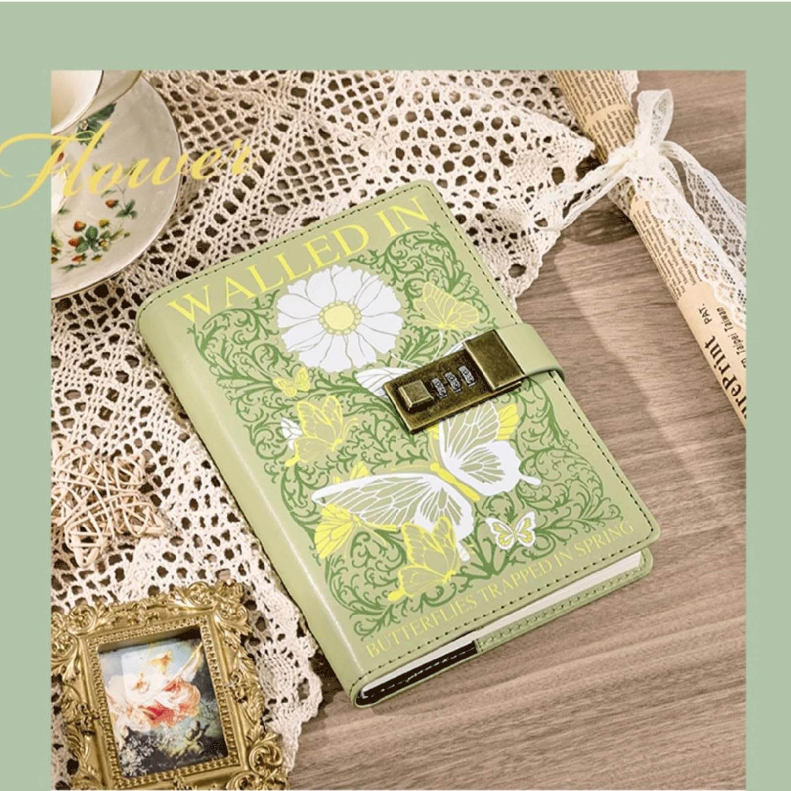 2 cuadernos B6 con cerradura de piel sintética, agenda con contraseña, agenda con cerradura, organizador for hombres y mujeres, 200 x 135 mm