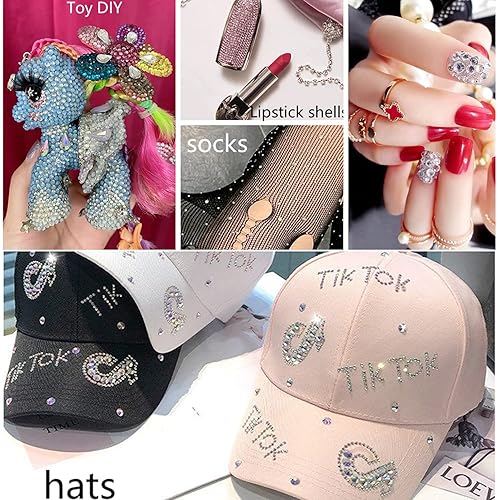 Miniatura 6 de Paquete de 3 diamantes de imitación para arte de uñas, gemas de diamantes de imitación con parte trasera plana para decoración de uñas, kit de