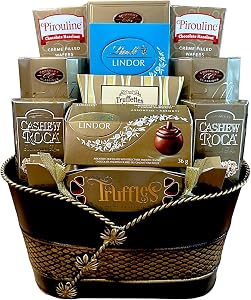 Chocolate Treats Gift Baskets - Includes cocoa truffles, milk chocolates, caramel and sea salt chocolates, and more.